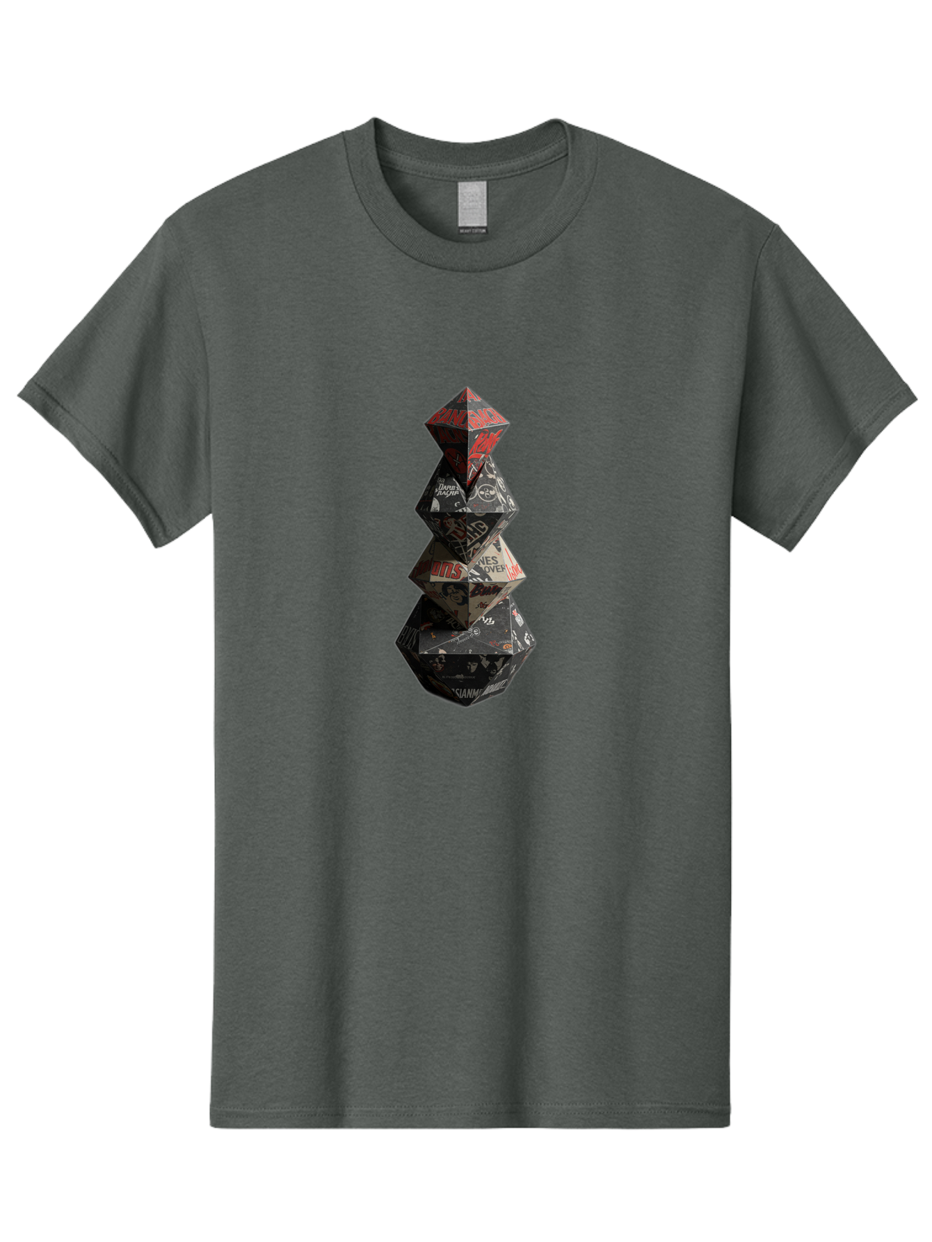 Yves-Saint-Laurent-Christmas-Tree Men'S Graphic Tee, 100% Cotton, Comfortable Casual Summer Wear, Machine Washable, Paper Art, Origami Tree, Geometric Shapes, Red And Black Design, Thank You, Handmade, 3D Art, Intricate Details, Bad947