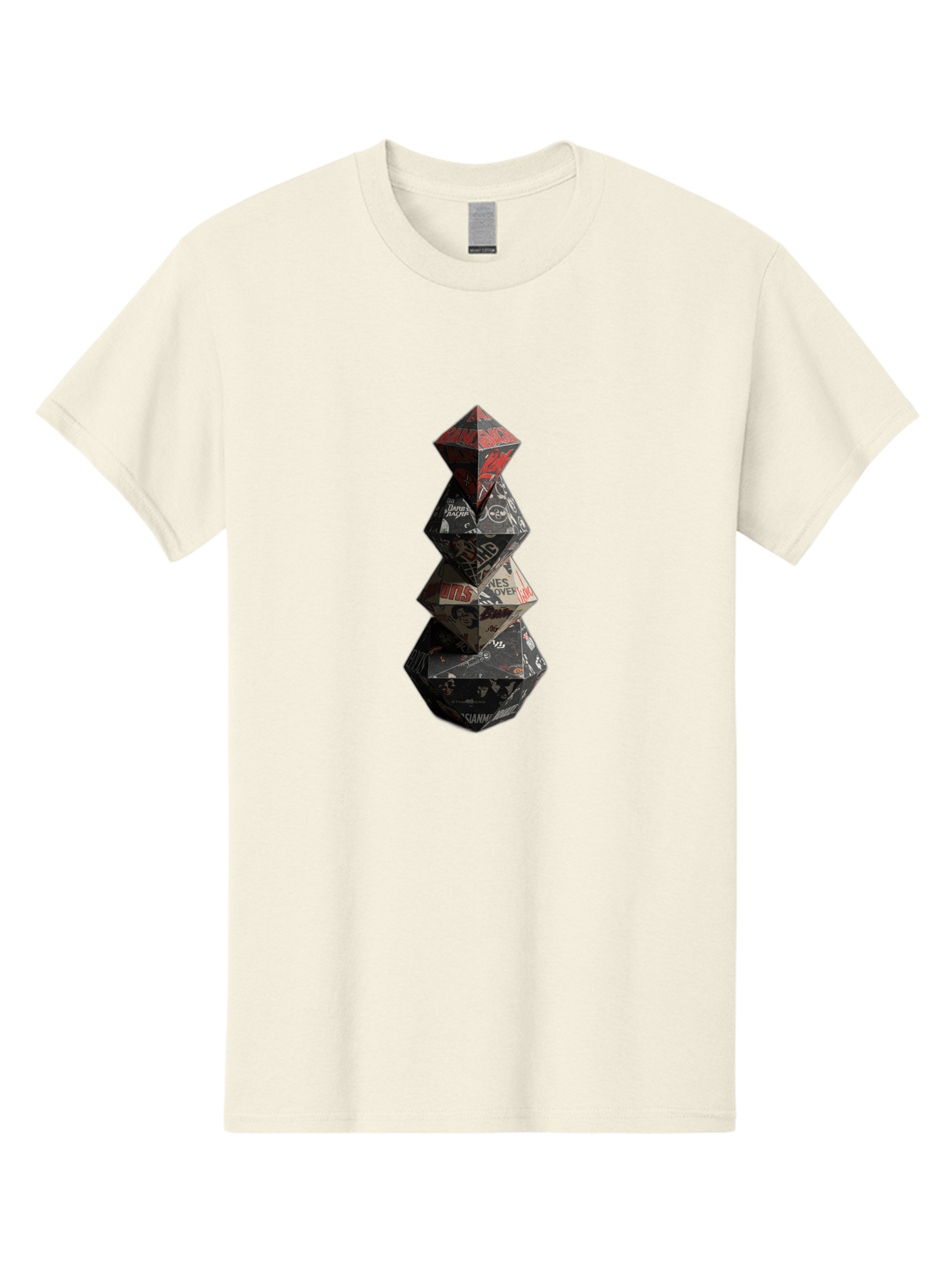 Yves-Saint-Laurent-Christmas-Tree Men'S Graphic Tee, 100% Cotton, Comfortable Casual Summer Wear, Machine Washable, Paper Art, Origami Tree, Geometric Shapes, Red And Black Design, Thank You, Handmade, 3D Art, Intricate Details, Bad947