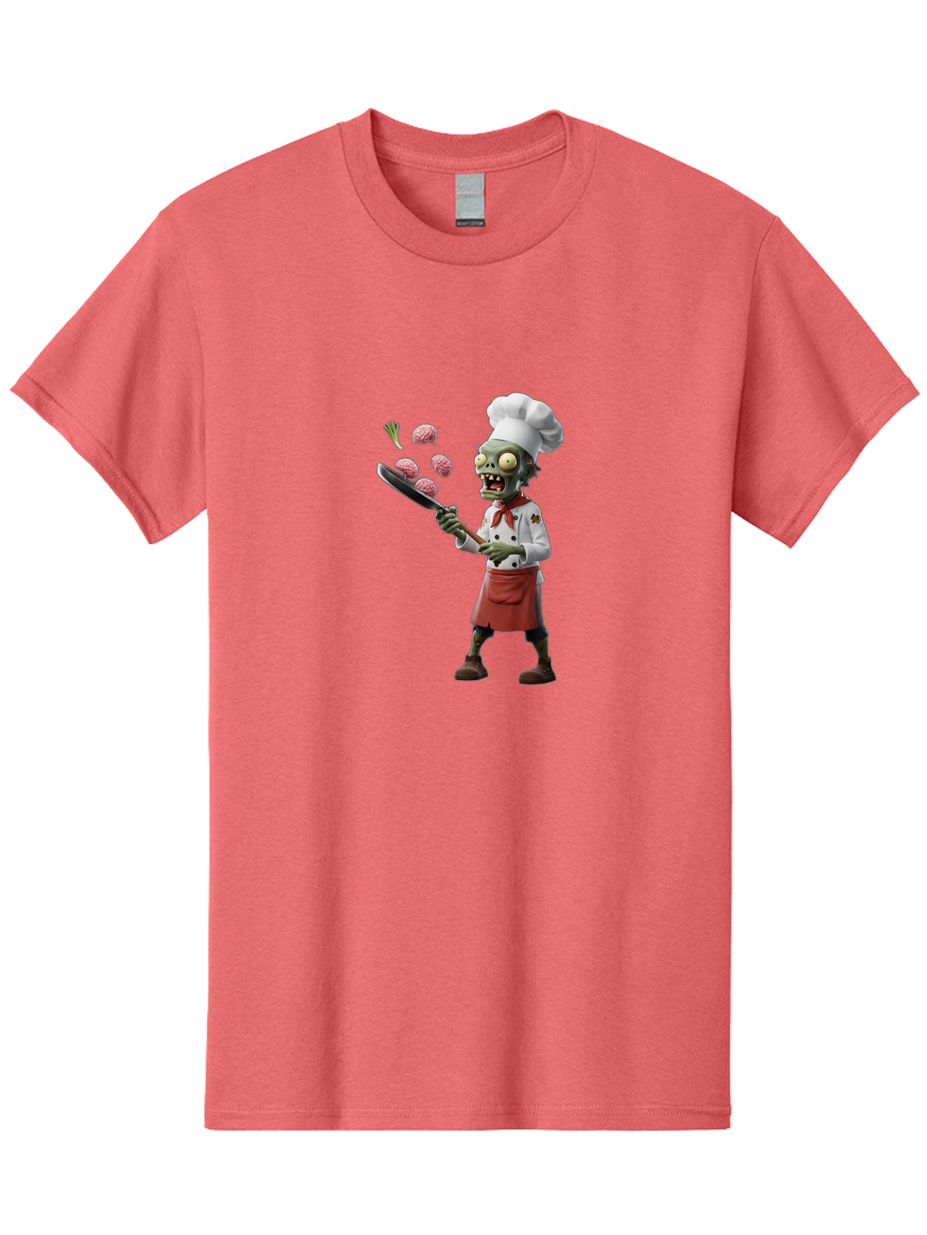 Zombie-Chef Men'S Graphic Tee, 100% Cotton, Comfortable Casual Summer Wear, Machine Washable, Zombie Chef Cooking Brains, Undead Culinary Delights, Spooky Kitchen Scene, Brain Cuisine, Horror Cooking, Creepy Chef, Zombie Cooking Show Bad948