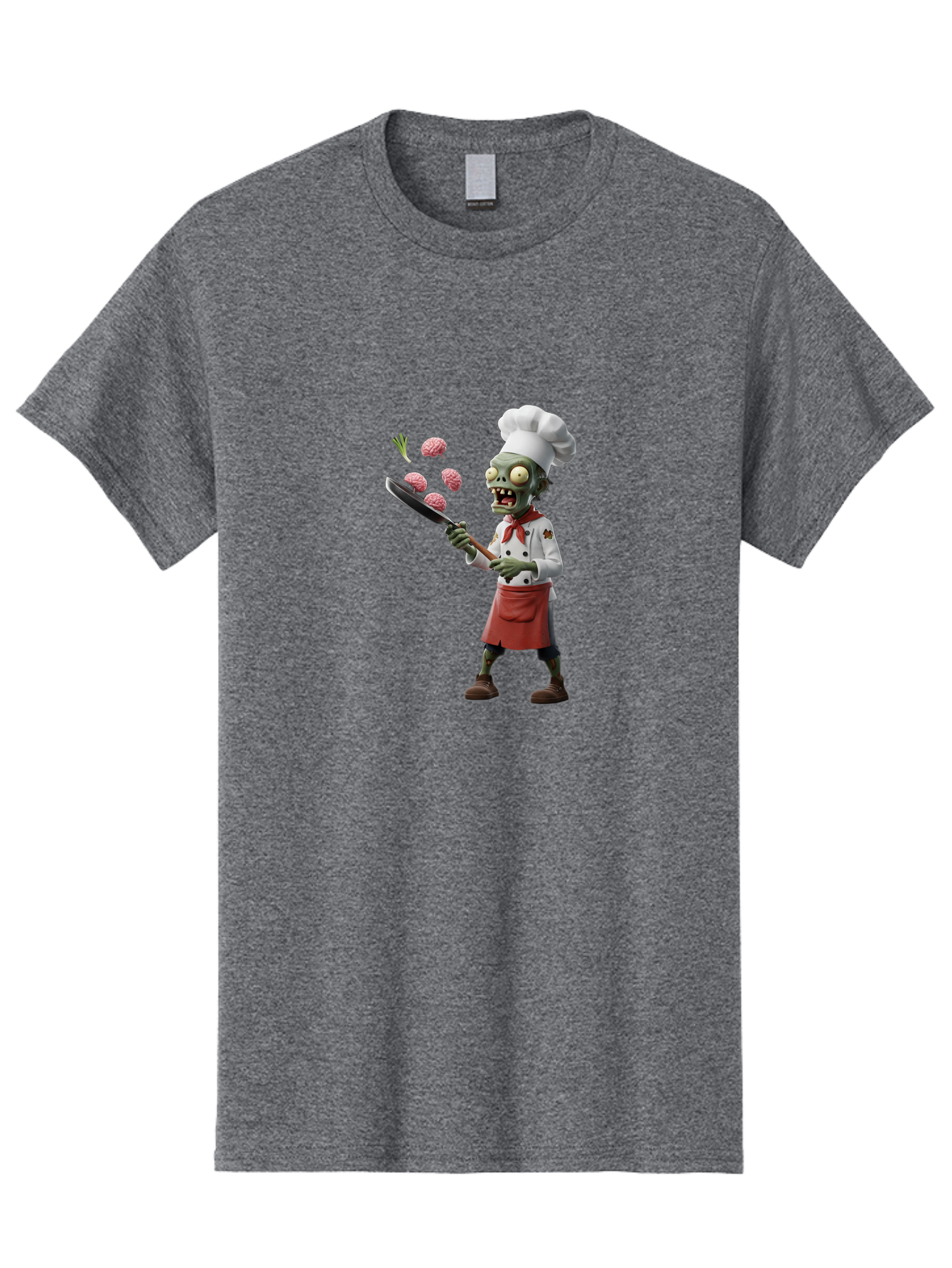 Zombie-Chef Men'S Graphic Tee, 100% Cotton, Comfortable Casual Summer Wear, Machine Washable, Zombie Chef Cooking Brains, Undead Culinary Delights, Spooky Kitchen Scene, Brain Cuisine, Horror Cooking, Creepy Chef, Zombie Cooking Show Bad948