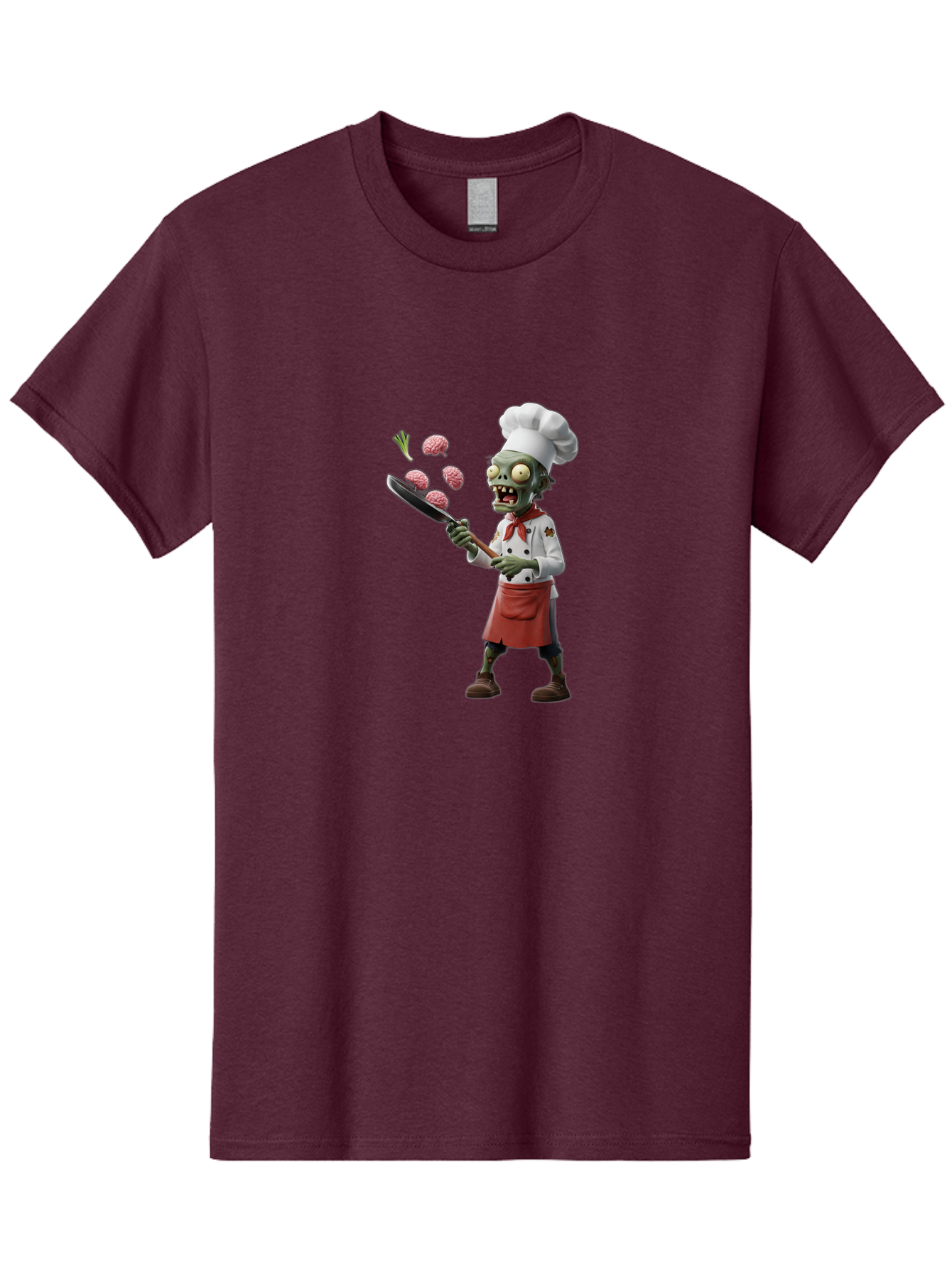 Zombie-Chef Men'S Graphic Tee, 100% Cotton, Comfortable Casual Summer Wear, Machine Washable, Zombie Chef Cooking Brains, Undead Culinary Delights, Spooky Kitchen Scene, Brain Cuisine, Horror Cooking, Creepy Chef, Zombie Cooking Show Bad948