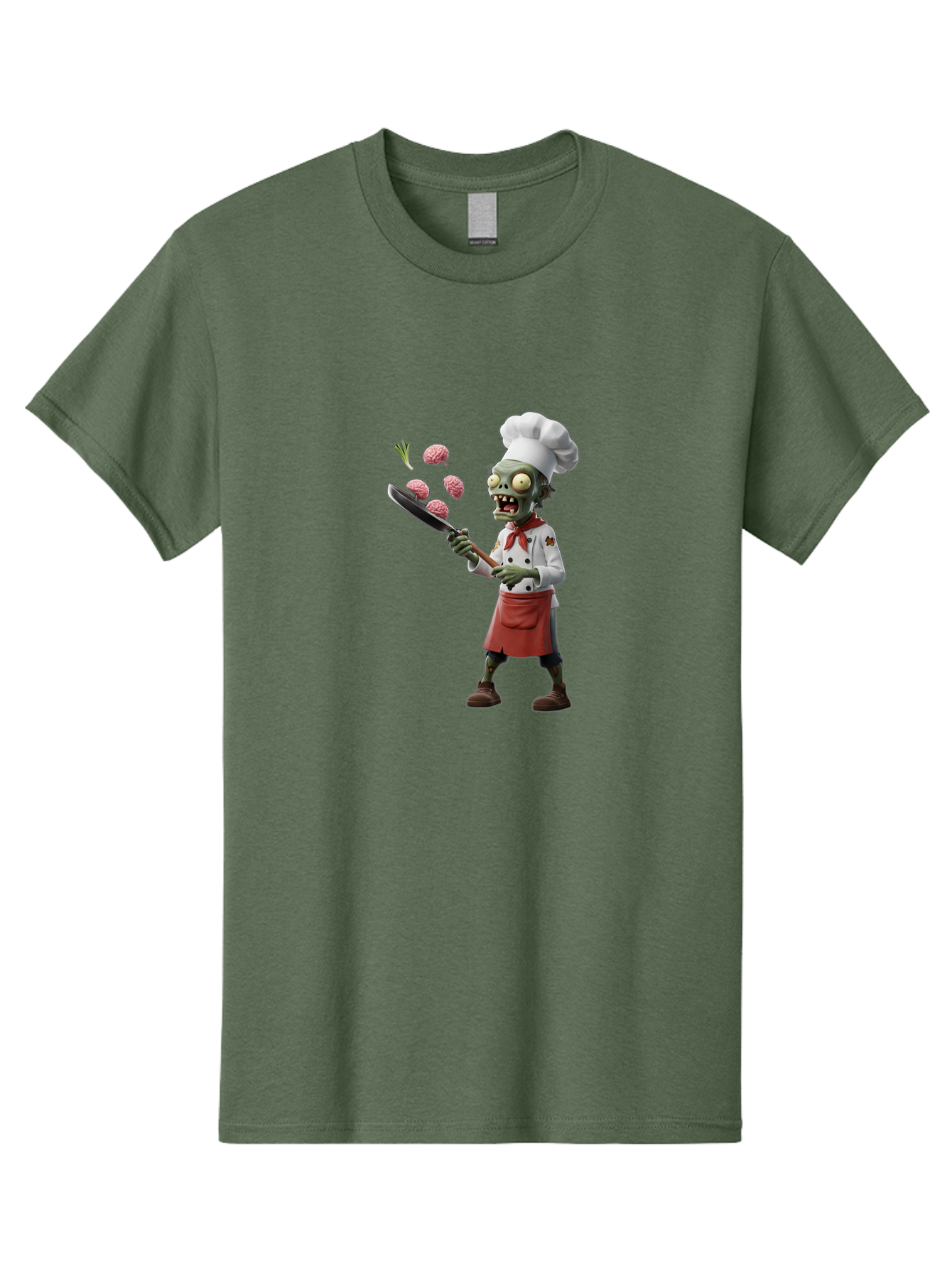 Zombie-Chef Men'S Graphic Tee, 100% Cotton, Comfortable Casual Summer Wear, Machine Washable, Zombie Chef Cooking Brains, Undead Culinary Delights, Spooky Kitchen Scene, Brain Cuisine, Horror Cooking, Creepy Chef, Zombie Cooking Show Bad948