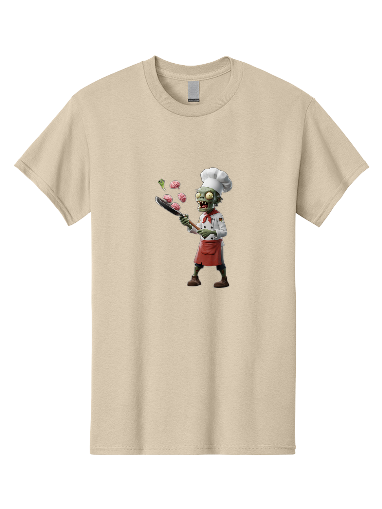 Zombie-Chef Men'S Graphic Tee, 100% Cotton, Comfortable Casual Summer Wear, Machine Washable, Zombie Chef Cooking Brains, Undead Culinary Delights, Spooky Kitchen Scene, Brain Cuisine, Horror Cooking, Creepy Chef, Zombie Cooking Show Bad948