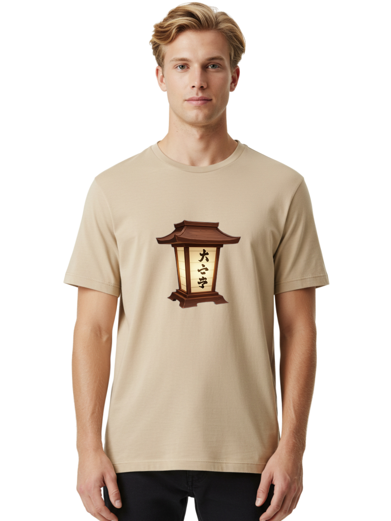 Daxue-Lantern Men'S Graphic Tee, 100% Cotton, Comfortable Casual Summer Wear, Machine Washable, Japanese Lantern, Traditional Lighting, Cultural Symbol, Serene Ambiance, Daxue, Soft Glow, Oriental Design, Peaceful Atmosphere, Lantern Art Bad951