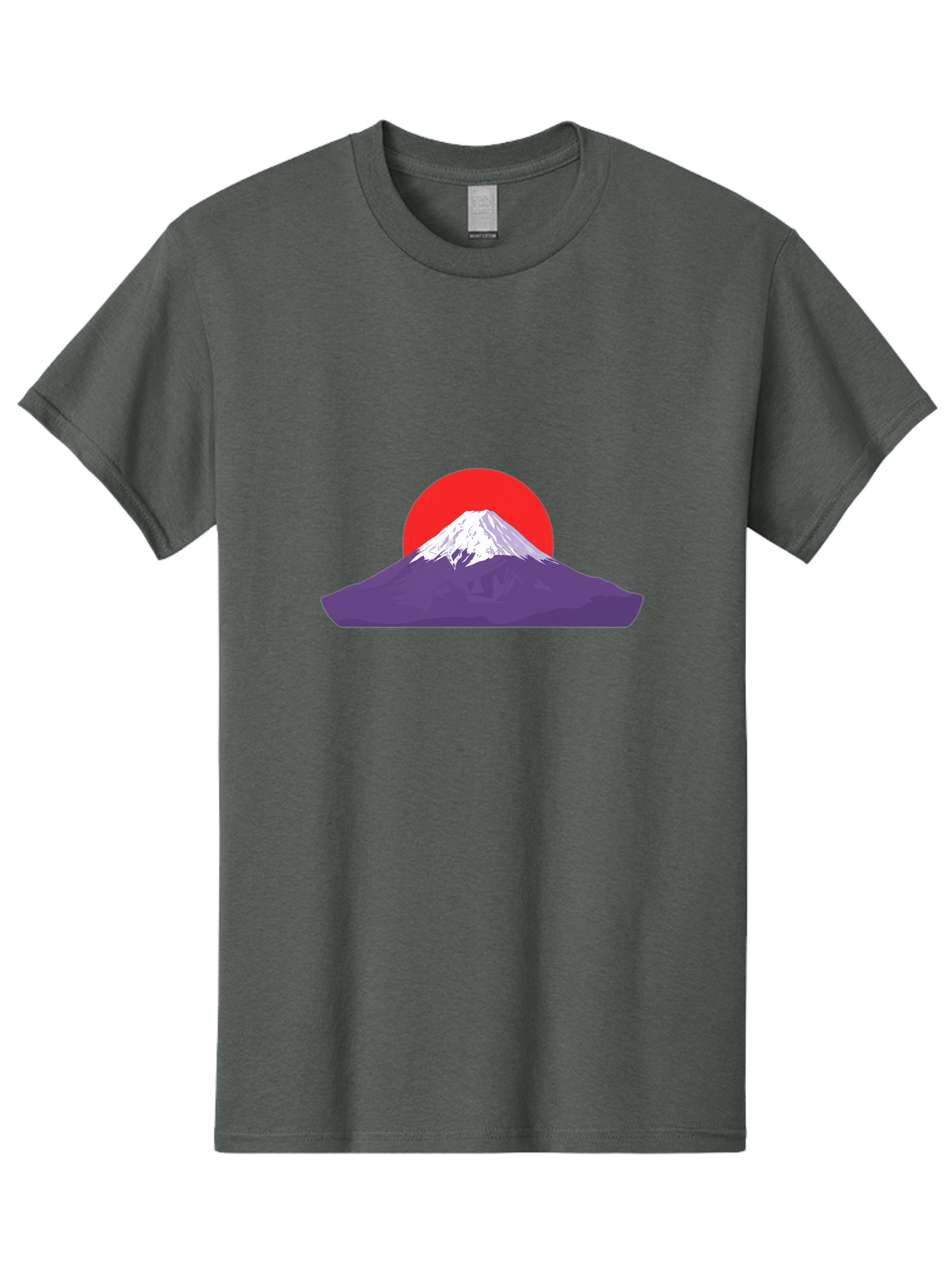 Fuji Men'S Graphic Tee, 100% Cotton, Comfortable Casual Summer Wear, Machine Washable, Mount Fuji Landscape, Red Sun, White Snow, Purple Mountain, Japan Scenery, Minimalist Art, Simple Shapes, Iconic Landmark, Serene Atmosphere, Bad952
