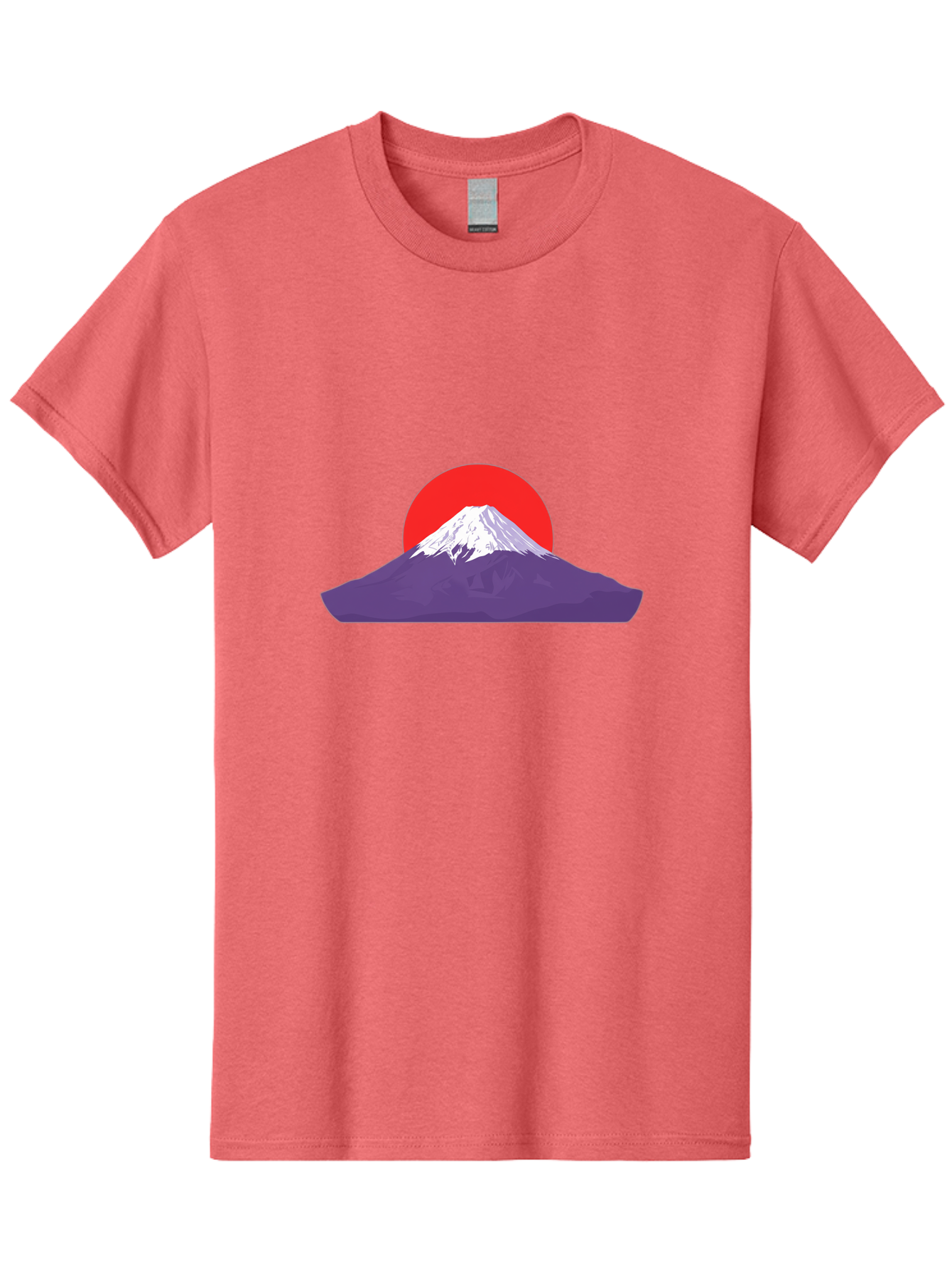 Fuji Men'S Graphic Tee, 100% Cotton, Comfortable Casual Summer Wear, Machine Washable, Mount Fuji Landscape, Red Sun, White Snow, Purple Mountain, Japan Scenery, Minimalist Art, Simple Shapes, Iconic Landmark, Serene Atmosphere, Bad952