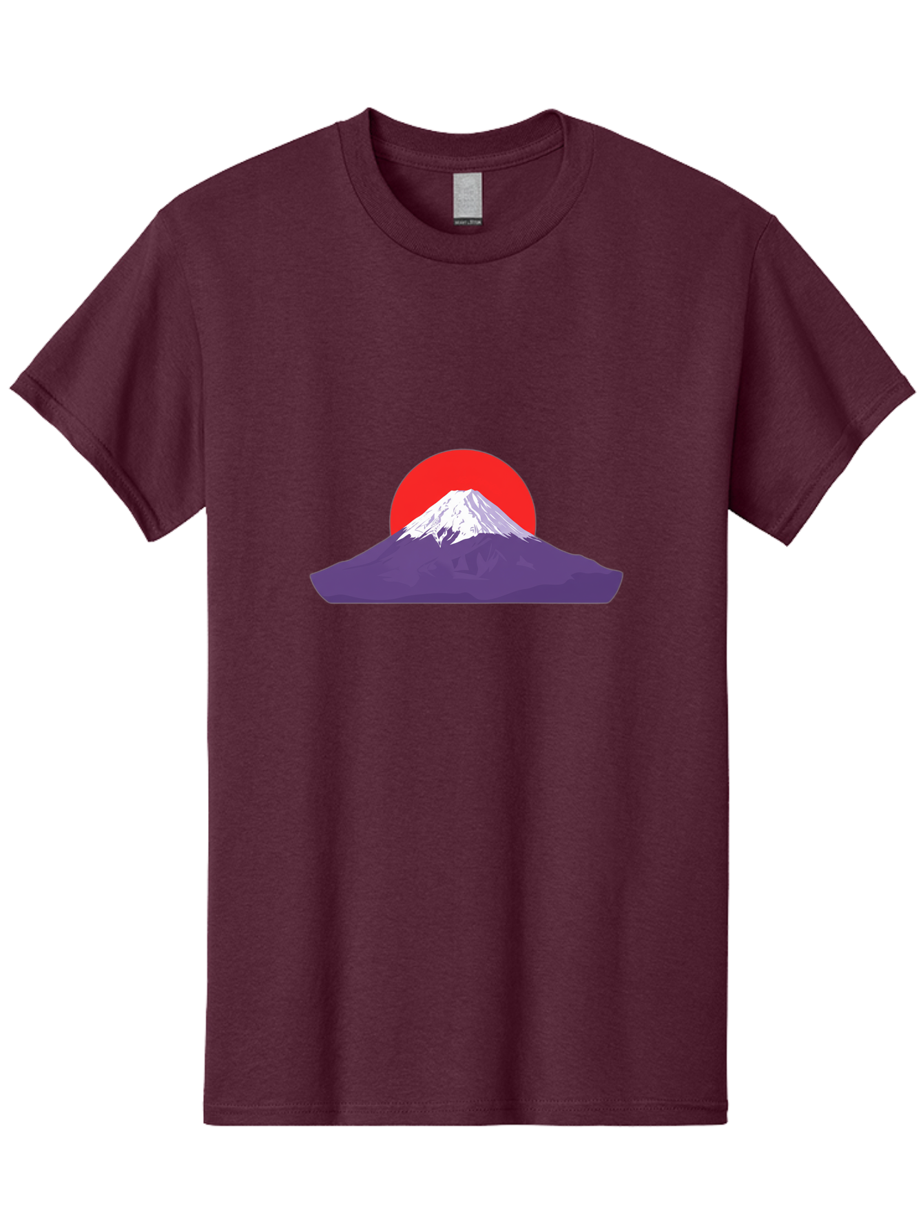 Fuji Men'S Graphic Tee, 100% Cotton, Comfortable Casual Summer Wear, Machine Washable, Mount Fuji Landscape, Red Sun, White Snow, Purple Mountain, Japan Scenery, Minimalist Art, Simple Shapes, Iconic Landmark, Serene Atmosphere, Bad952