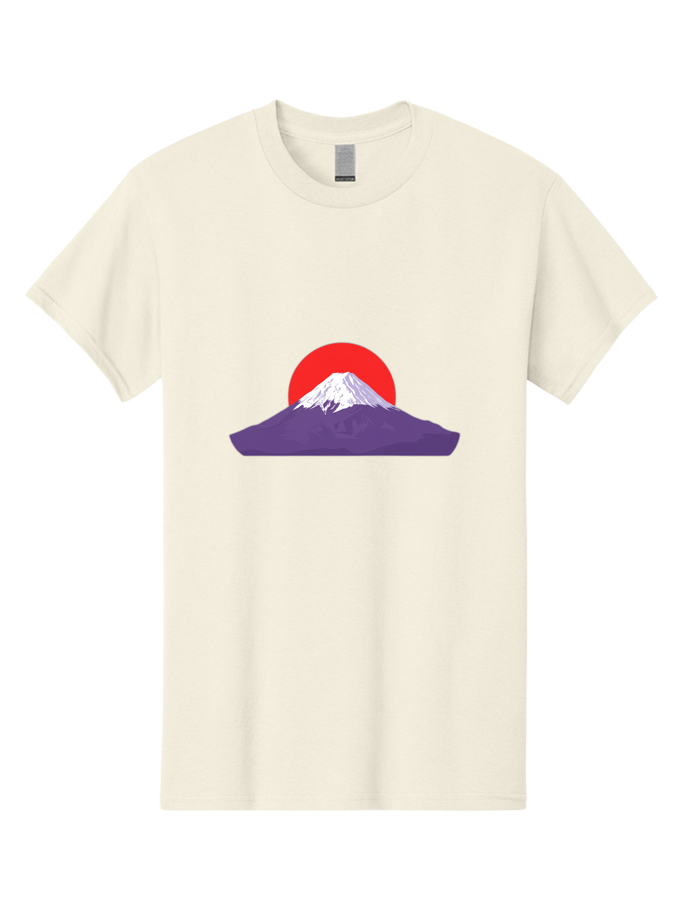 Fuji Men'S Graphic Tee, 100% Cotton, Comfortable Casual Summer Wear, Machine Washable, Mount Fuji Landscape, Red Sun, White Snow, Purple Mountain, Japan Scenery, Minimalist Art, Simple Shapes, Iconic Landmark, Serene Atmosphere, Bad952