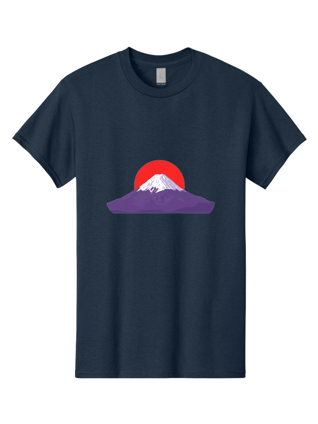 Fuji Men'S Graphic Tee, 100% Cotton, Comfortable Casual Summer Wear, Machine Washable, Mount Fuji Landscape, Red Sun, White Snow, Purple Mountain, Japan Scenery, Minimalist Art, Simple Shapes, Iconic Landmark, Serene Atmosphere, Bad952
