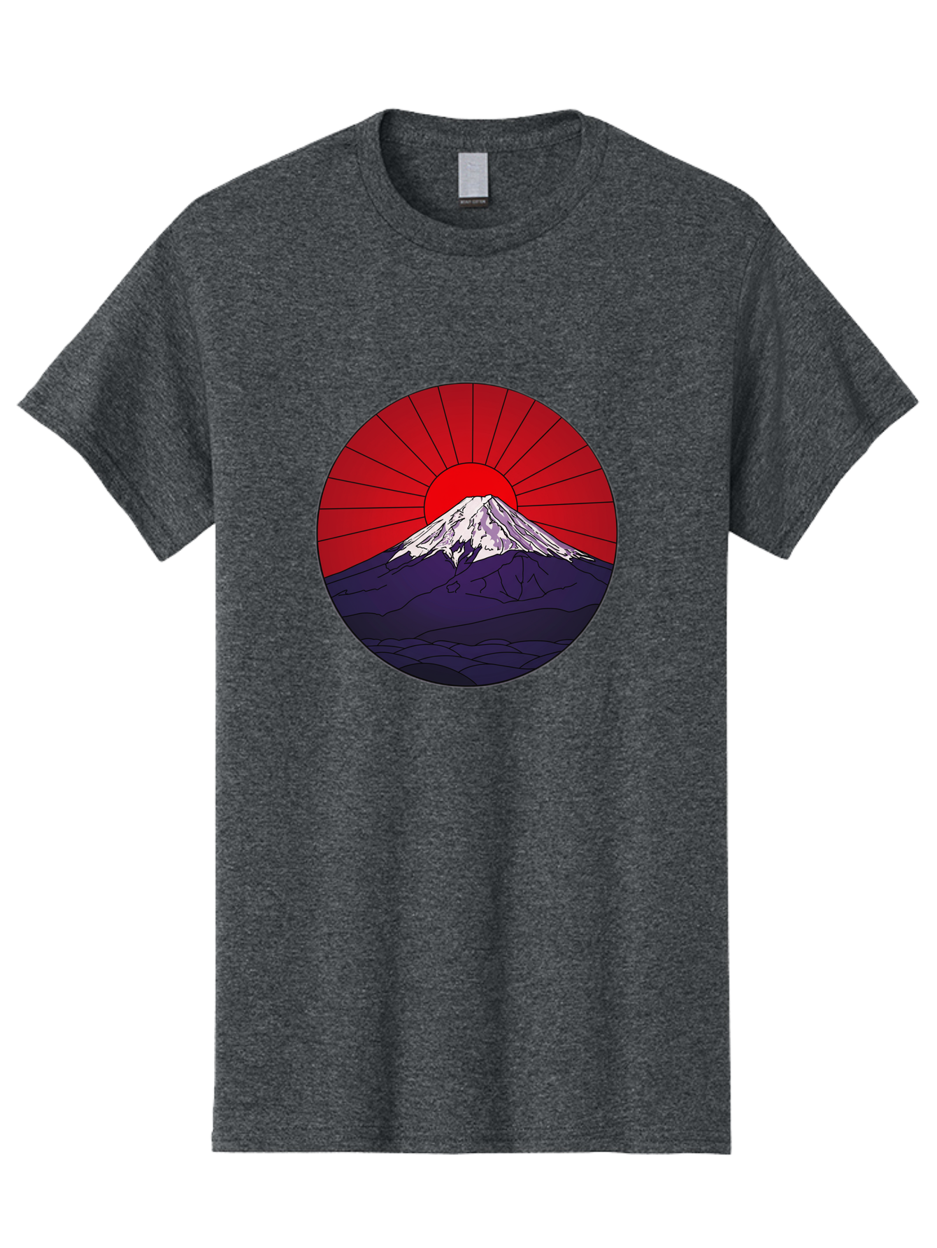 Fujisan Men'S Graphic Tee, 100% Cotton, Comfortable Casual Summer Wear, Machine Washable, Mount Fuji Landscape, Red Sunrise, Iconic Mountain, Japan Scenery, Minimalist Art, Sunrise Over Mountains, Snow-Capped Peak Bad953