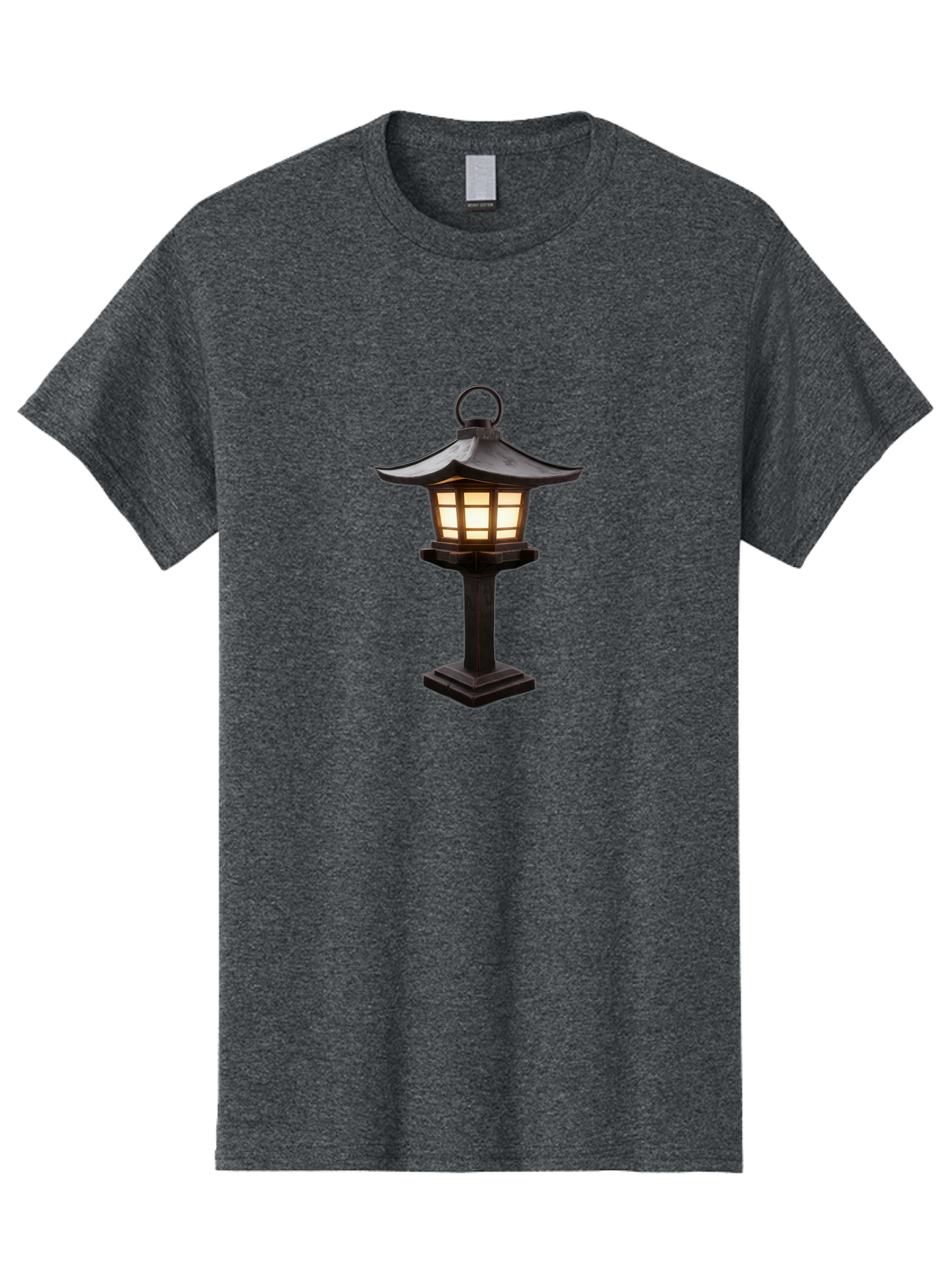 Japanese-Lantern Men'S Graphic Tee, 100% Cotton, Comfortable Casual Summer Wear, Machine Washable, Outdoor Lamp, Japanese Style, Lantern Design, Black Metal, Frosted Glass, Soft Lighting, Garden Decor, Zen Inspiration, Pagoda Roof Bad956