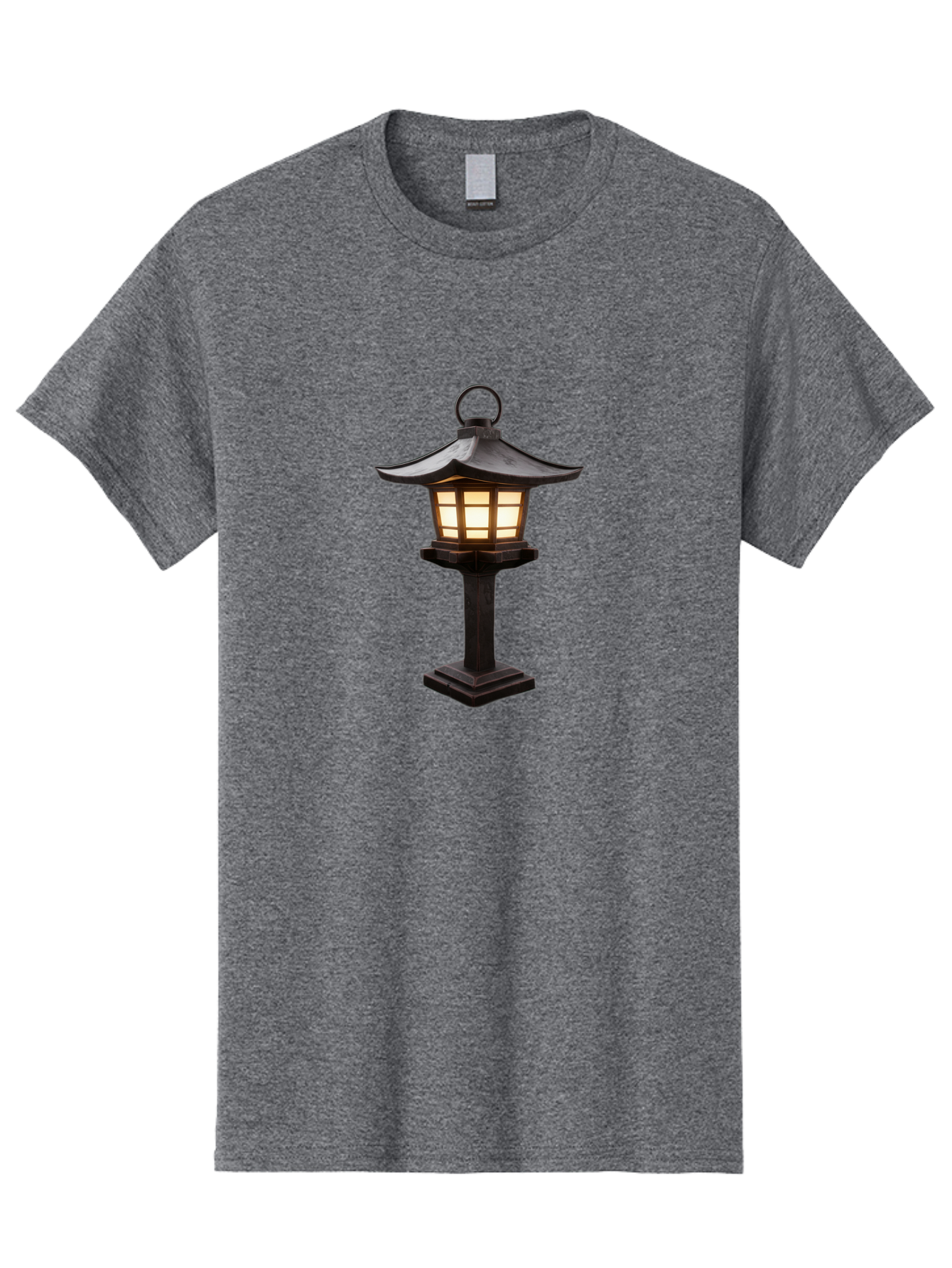 Japanese-Lantern Men'S Graphic Tee, 100% Cotton, Comfortable Casual Summer Wear, Machine Washable, Outdoor Lamp, Japanese Style, Lantern Design, Black Metal, Frosted Glass, Soft Lighting, Garden Decor, Zen Inspiration, Pagoda Roof Bad956