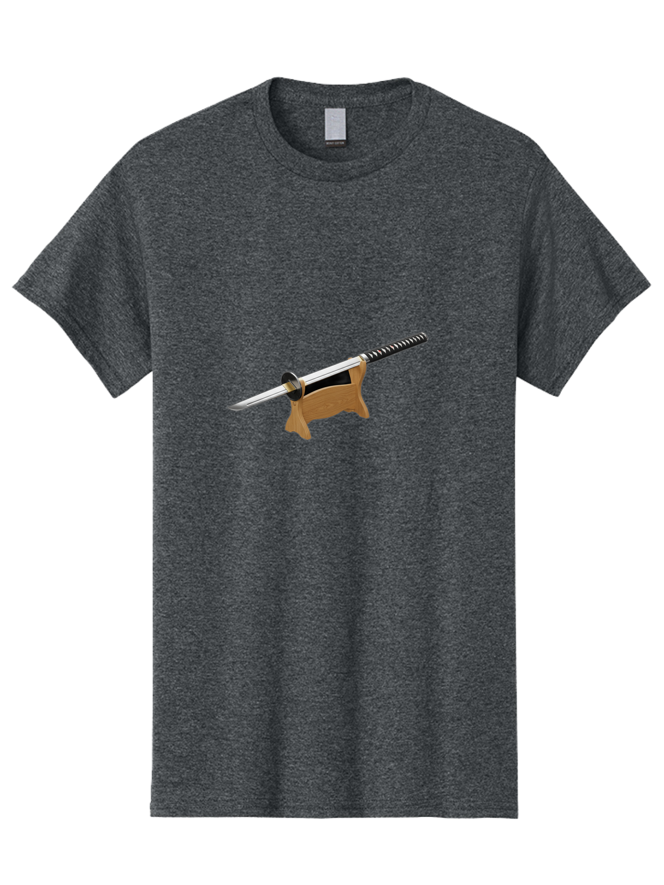 Katana-Sword Men'S Graphic Tee, 100% Cotton, Comfortable Casual Summer Wear, Machine Washable, Samurai Sword, Katana, Japanese Sword, Wooden Stand, Metal Guard, Hand Grip, Sword Display, Martial Arts Equipment, Historical Weapon Bad960