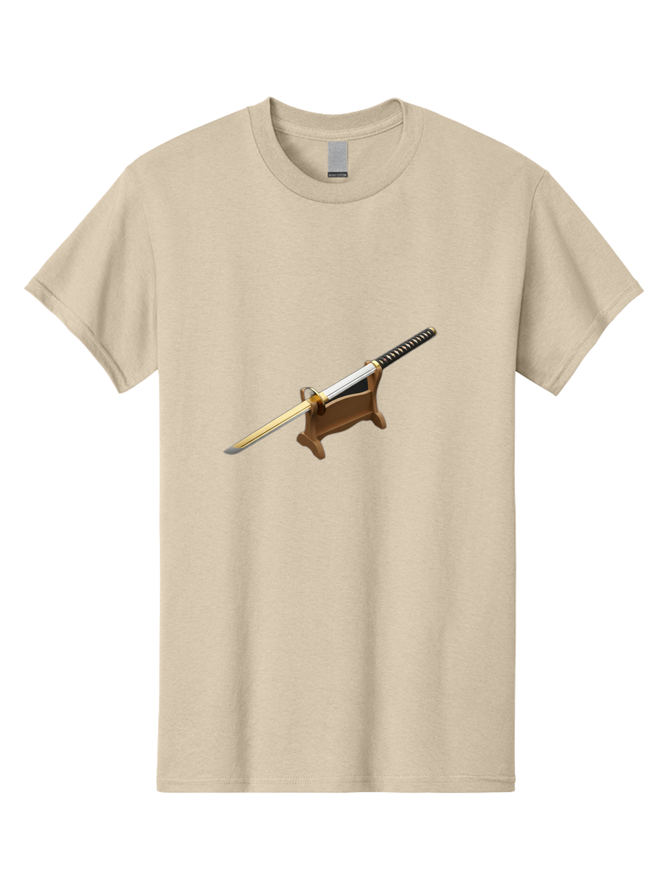 Katana Men'S Graphic Tee, 100% Cotton, Comfortable Casual Summer Wear, Machine Washable, Katana Sword, Samurai Sword, Japanese Blade, Sword On Stand, Martial Arts, Historical Weapon, Metal Sword, Sharp Blade Bad961