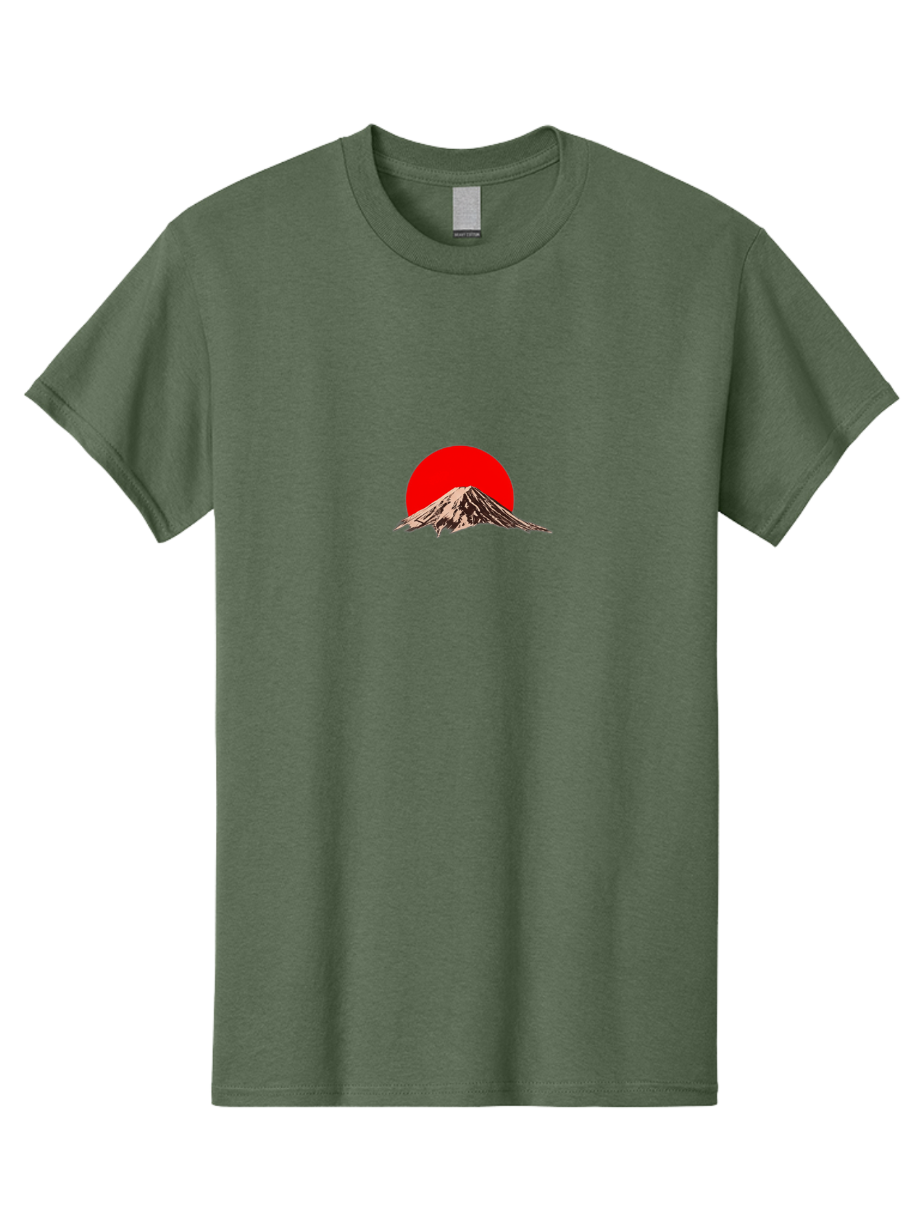 Mount-Fuji-5 Men'S Graphic Tee, 100% Cotton, Comfortable Casual Summer Wear, Machine Washable, Mount Fuji, Japanese Mountain, Iconic Landmark, Red Sun, Serene Landscape, Peaceful Atmosphere, Traditional Japan, Cultural Heritage, Bad970