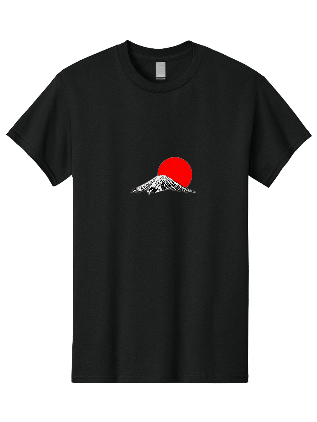 Mount-Fuji-6 Men'S Graphic Tee, 100% Cotton, Comfortable Casual Summer Wear, Machine Washable, Mount Fuji Illustration, Red Sun, Minimalist Design, Japanese Culture, Iconic Landmarks, Black And White Graphics, Simple Shapes, Bold Colors, Bad971