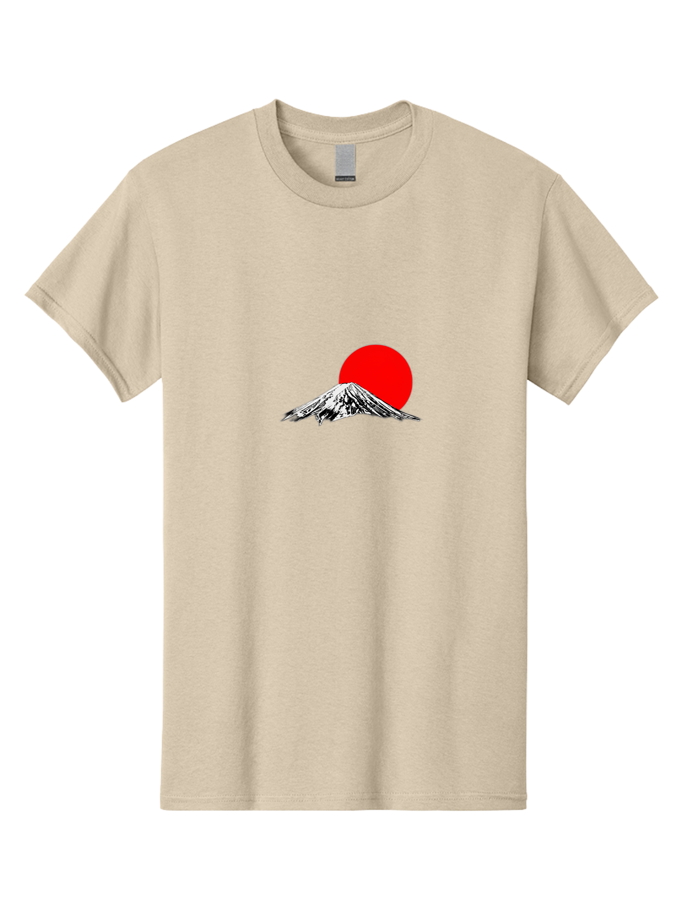 Mount-Fuji-6 Men'S Graphic Tee, 100% Cotton, Comfortable Casual Summer Wear, Machine Washable, Mount Fuji Illustration, Red Sun, Minimalist Design, Japanese Culture, Iconic Landmarks, Black And White Graphics, Simple Shapes, Bold Colors, Bad971