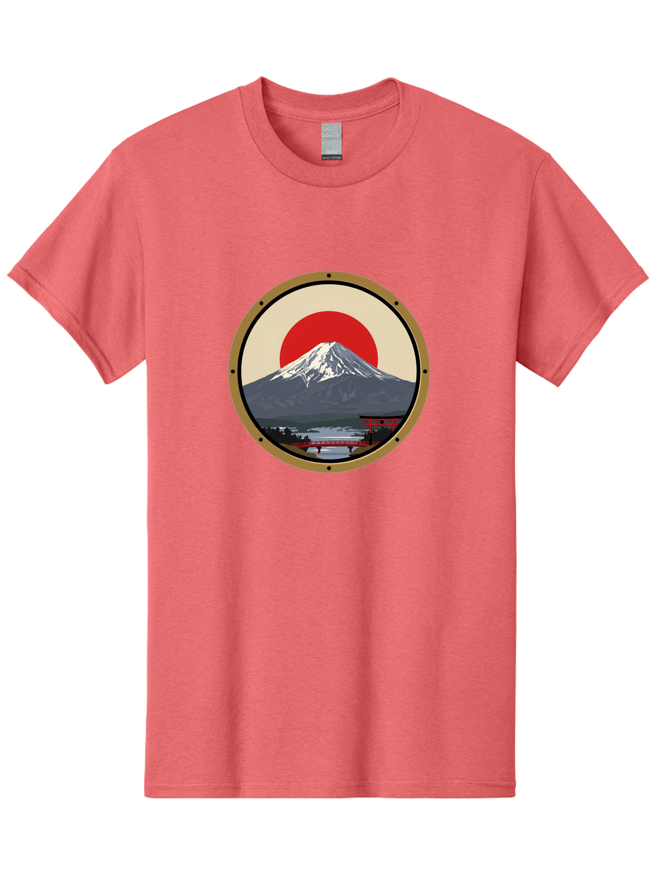 Mount-Fuji-8 Men'S Graphic Tee, 100% Cotton, Comfortable Casual Summer Wear, Machine Washable, Mount Fuji Landscape, Red Torii Gate, Serene Lake, Japanese Scenery, Red Bridge, Sunrise, Iconic Landmark, Beautiful Mountain Bad973