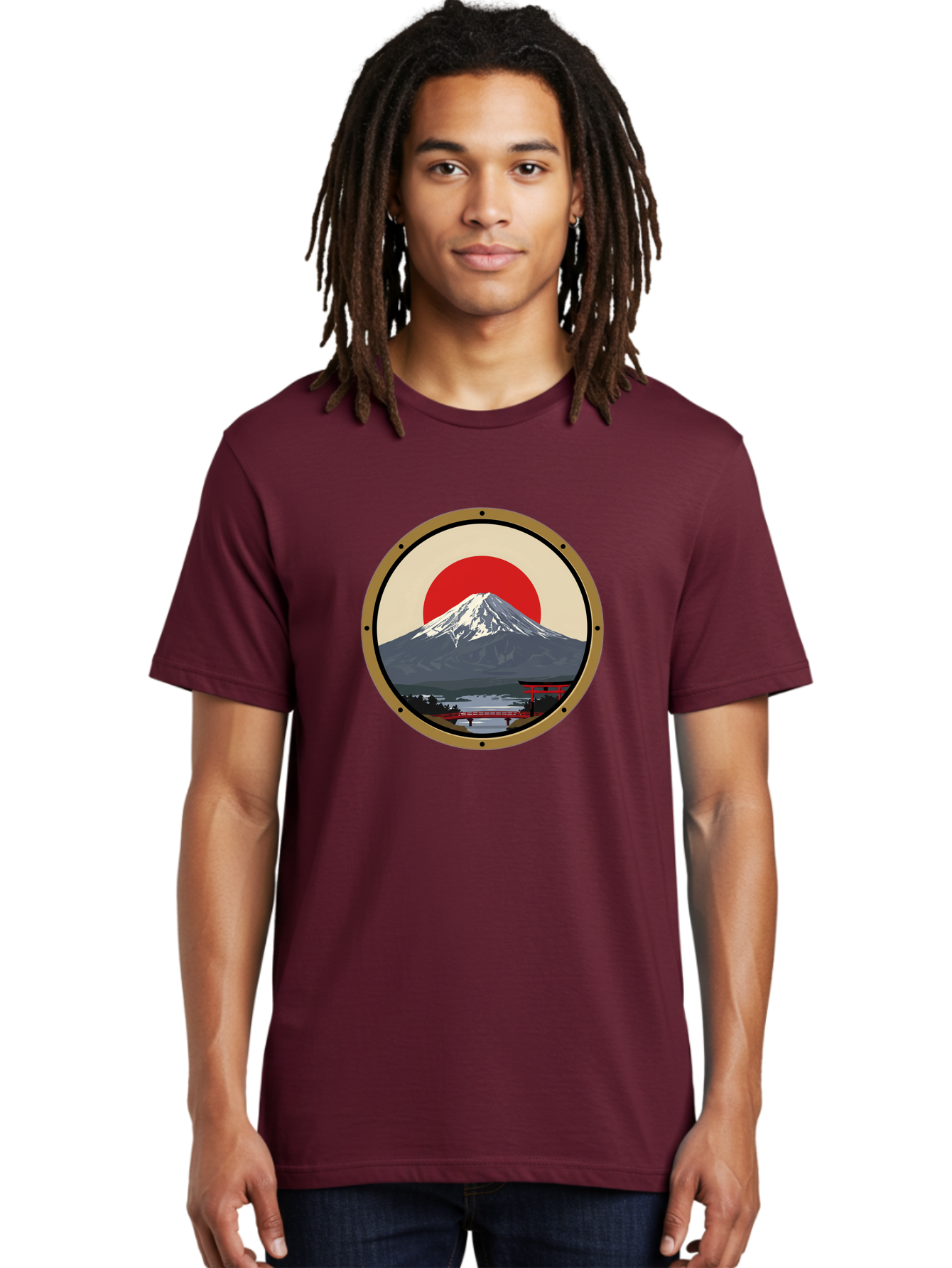 Mount-Fuji-8 Men'S Graphic Tee, 100% Cotton, Comfortable Casual Summer Wear, Machine Washable, Mount Fuji Landscape, Red Torii Gate, Serene Lake, Japanese Scenery, Red Bridge, Sunrise, Iconic Landmark, Beautiful Mountain Bad973