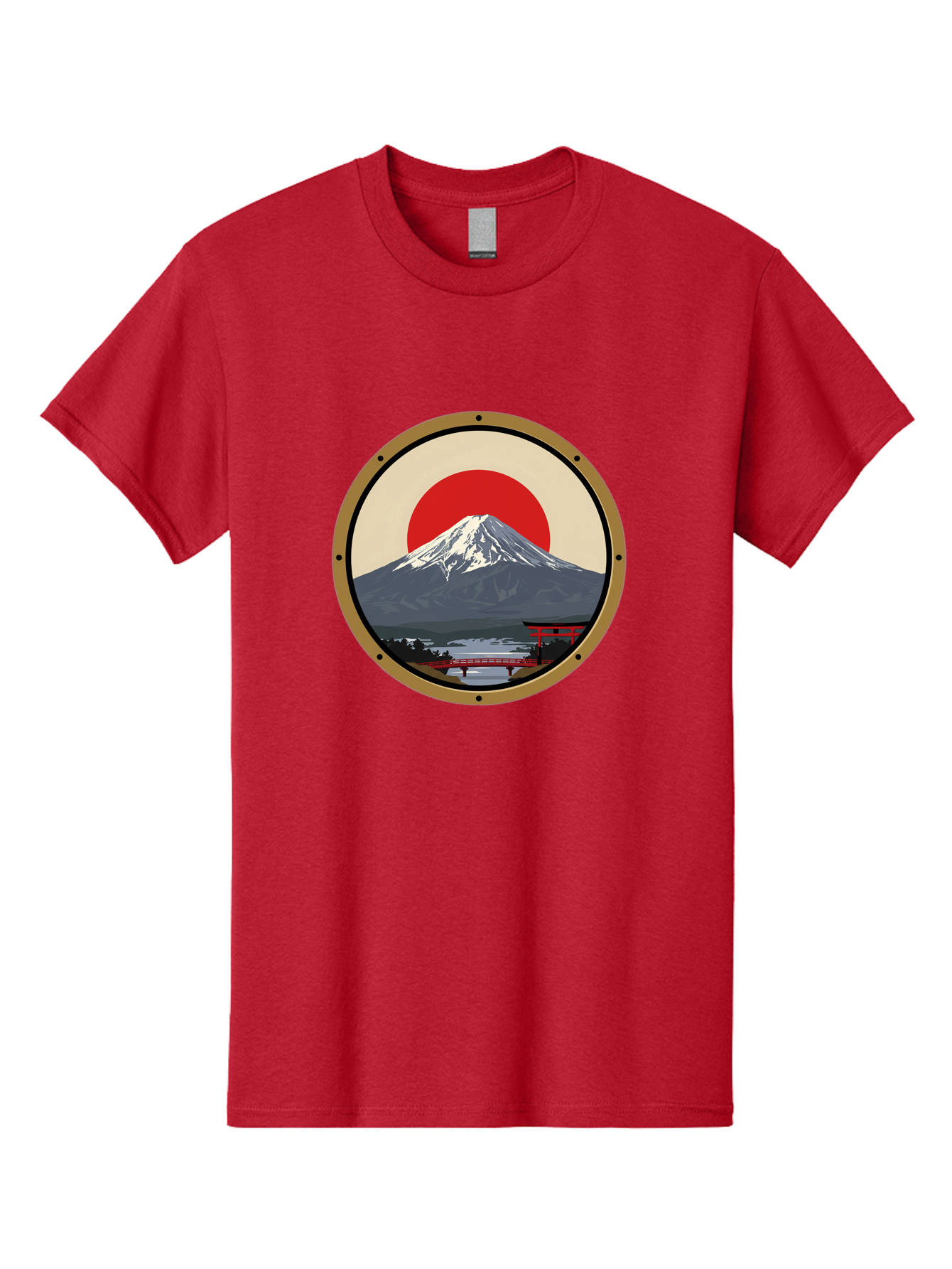 Mount-Fuji-8 Men'S Graphic Tee, 100% Cotton, Comfortable Casual Summer Wear, Machine Washable, Mount Fuji Landscape, Red Torii Gate, Serene Lake, Japanese Scenery, Red Bridge, Sunrise, Iconic Landmark, Beautiful Mountain Bad973