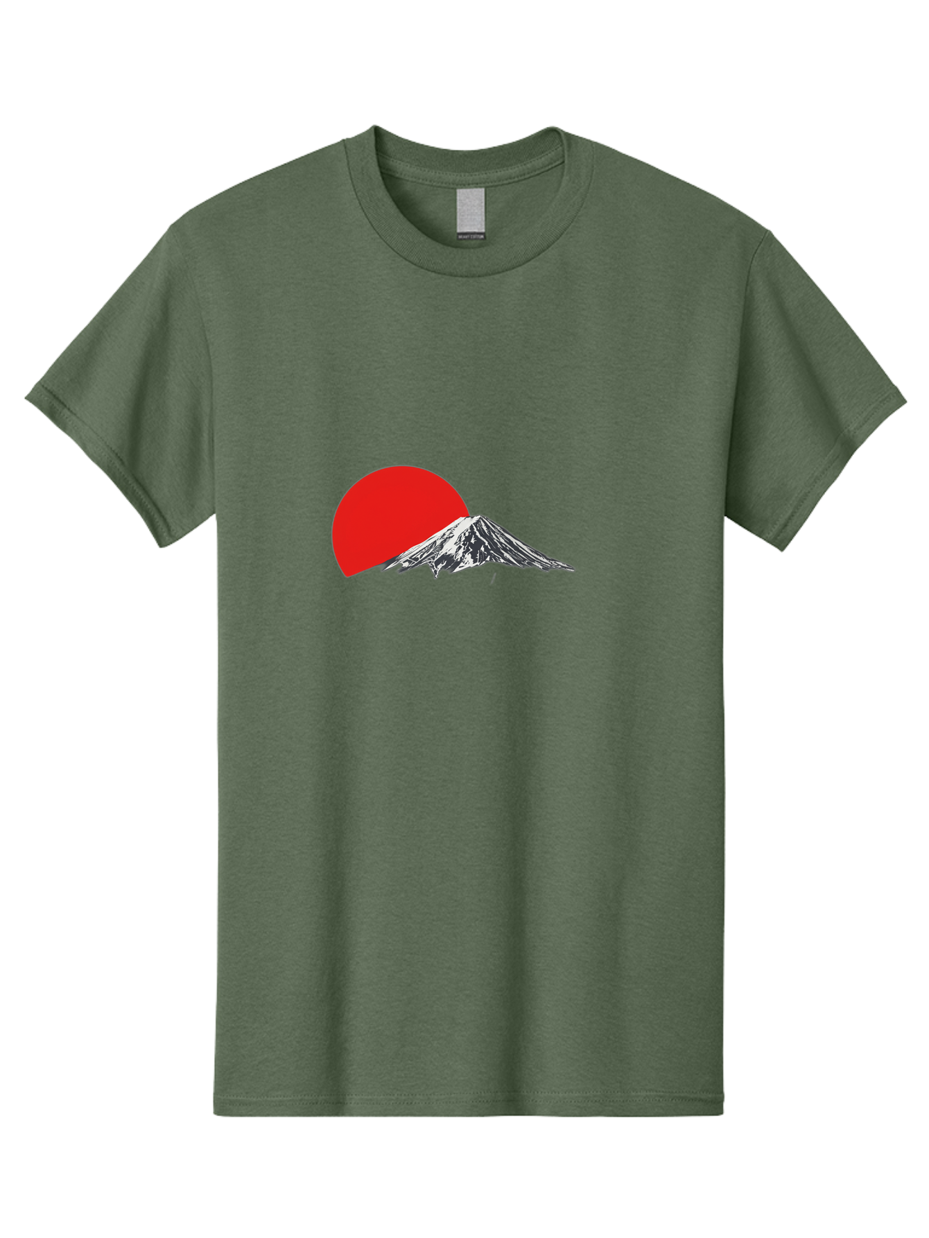 Mount-Fuji-Sunset Men'S Graphic Tee, 100% Cotton, Comfortable Casual Summer Wear, Machine Washable, Mount Fuji Landscape, Red Sun, Mountain Scenery, Serene Landscape, Japanese Culture, Iconic Landmark, Minimalist Design, Simple Art Bad976