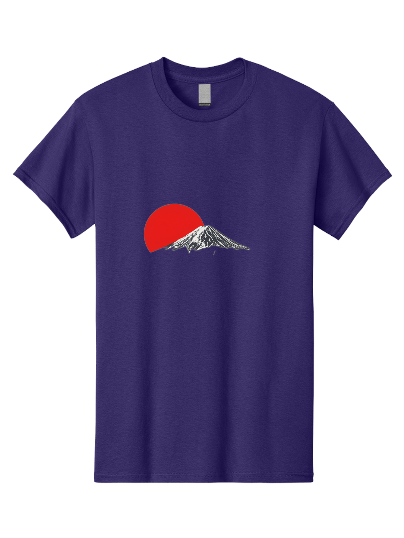 Mount-Fuji-Sunset Men'S Graphic Tee, 100% Cotton, Comfortable Casual Summer Wear, Machine Washable, Mount Fuji Landscape, Red Sun, Mountain Scenery, Serene Landscape, Japanese Culture, Iconic Landmark, Minimalist Design, Simple Art Bad976