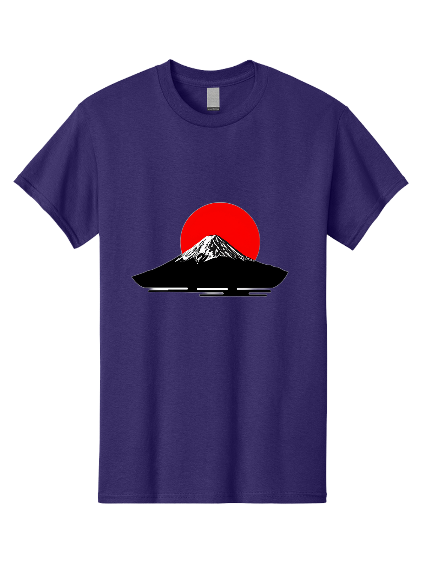 Mount-Fuji Men'S Graphic Tee, 100% Cotton, Comfortable Casual Summer Wear, Machine Washable, Mount Fuji Landscape, Red Sun, Minimalist Design, Iconic Mountain, Japanese Scenery, Striking Silhouette, Simple Shapes, Bold Colors Bad978