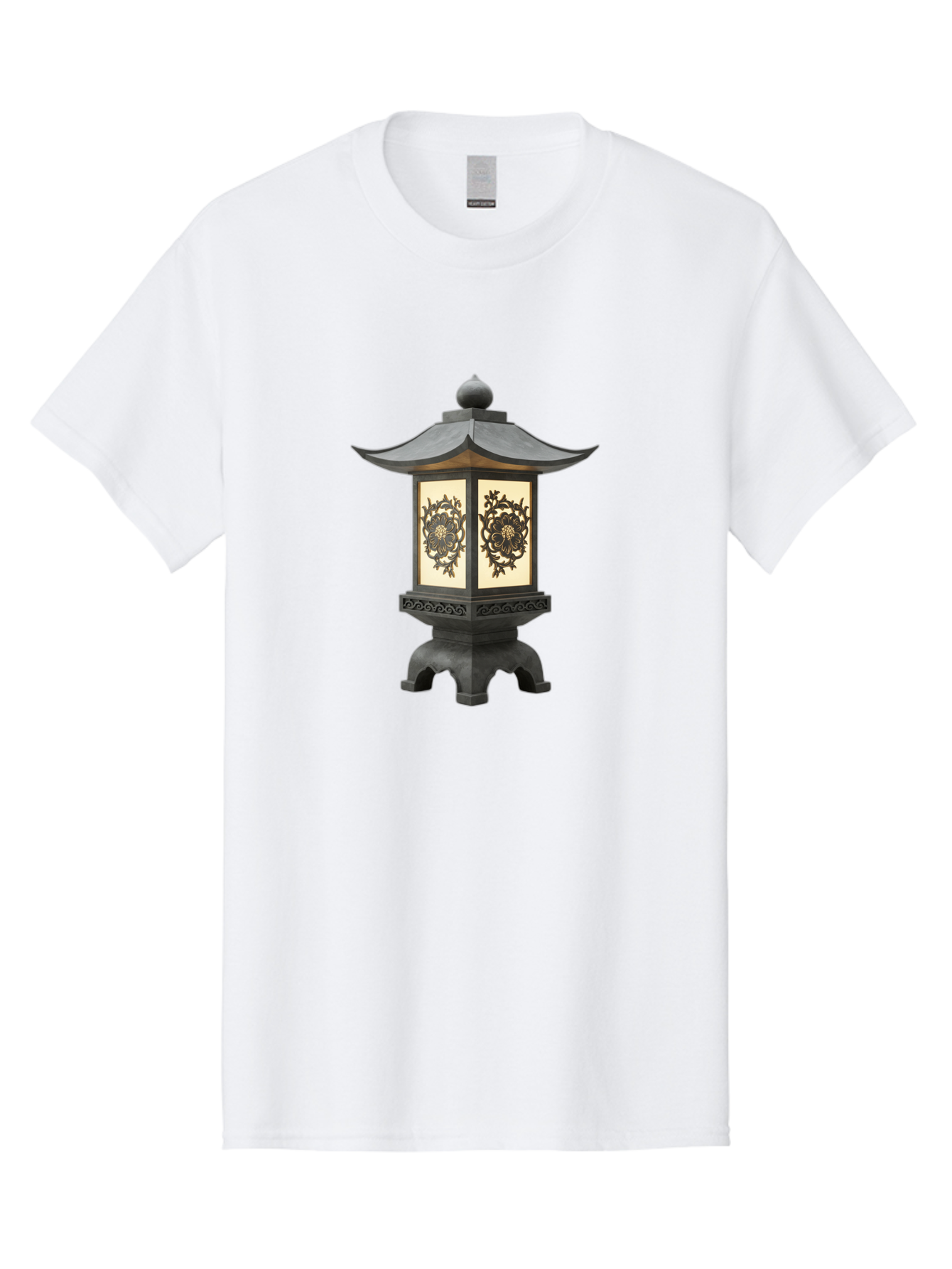 Pagoda-Lantern Men'S Graphic Tee, 100% Cotton, Comfortable Casual Summer Wear, Machine Washable, Outdoor Lantern, Asian-Inspired Decor, Decorative Metalwork, Intricate Designs, Traditional Pagoda-Style Roof, Ambient Lighting, Garden Decor, Bad981