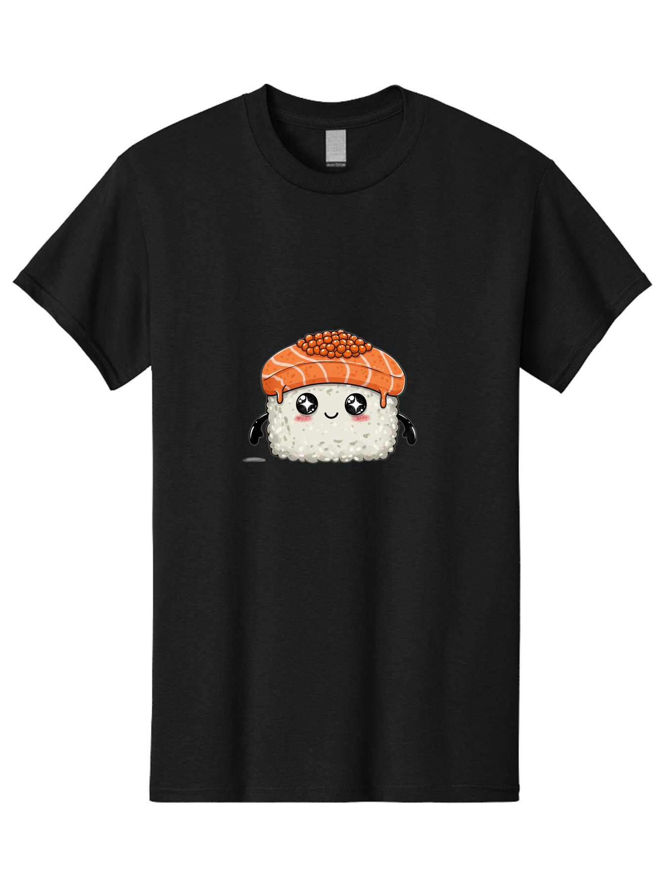 Salmon-Sushi-1 Men'S Graphic Tee, 100% Cotton, Comfortable Casual Summer Wear, Machine Washable, Cartoon Sushi, Sushi Character, Salmon Roe Sushi, Cute Food, Anime Style, Kawaii Food, Sushi Art, Japanese Cuisine, Sushi Illustration, Foodie Art Bad983