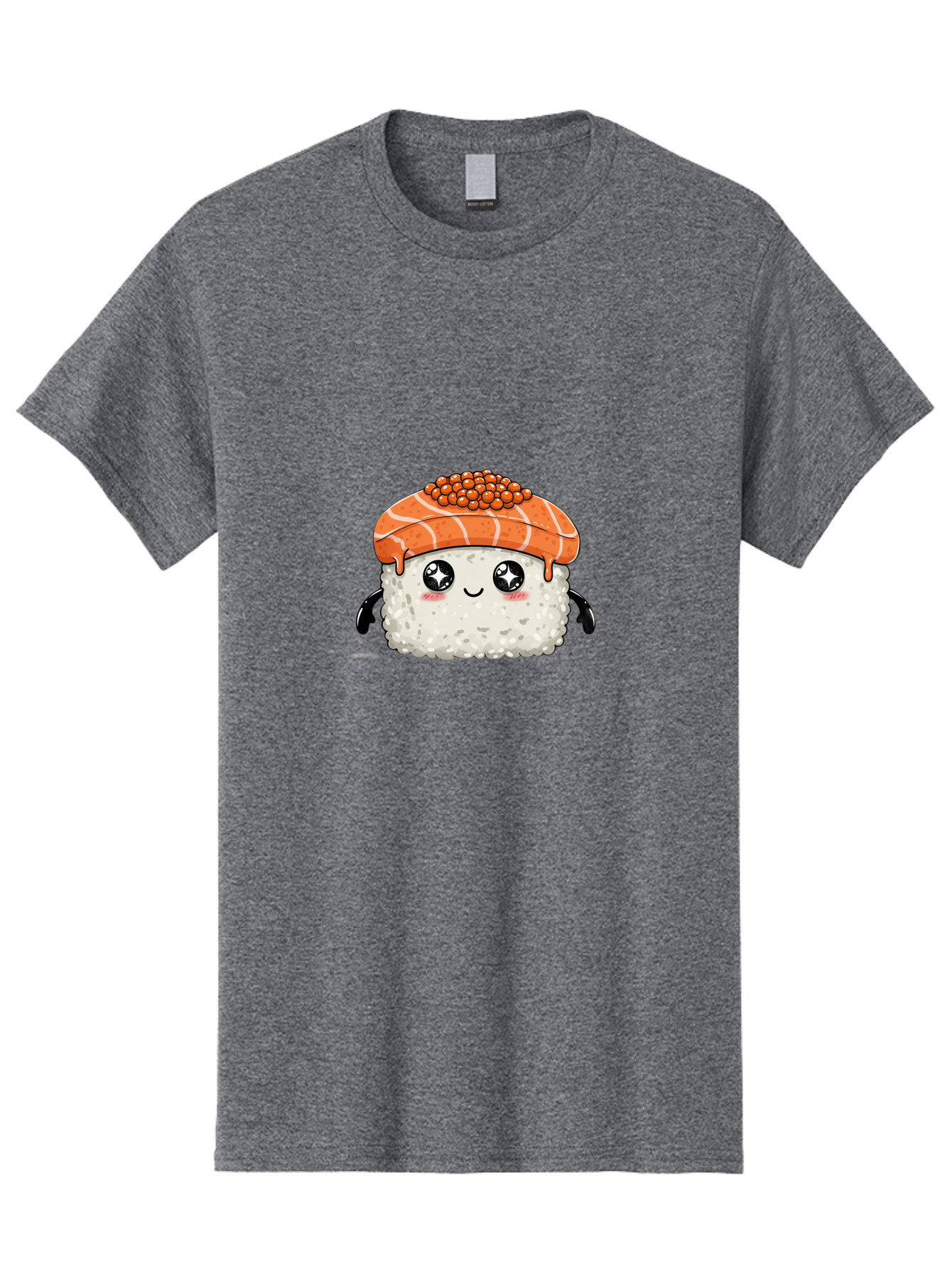 Salmon-Sushi-1 Men'S Graphic Tee, 100% Cotton, Comfortable Casual Summer Wear, Machine Washable, Cartoon Sushi, Sushi Character, Salmon Roe Sushi, Cute Food, Anime Style, Kawaii Food, Sushi Art, Japanese Cuisine, Sushi Illustration, Foodie Art Bad983