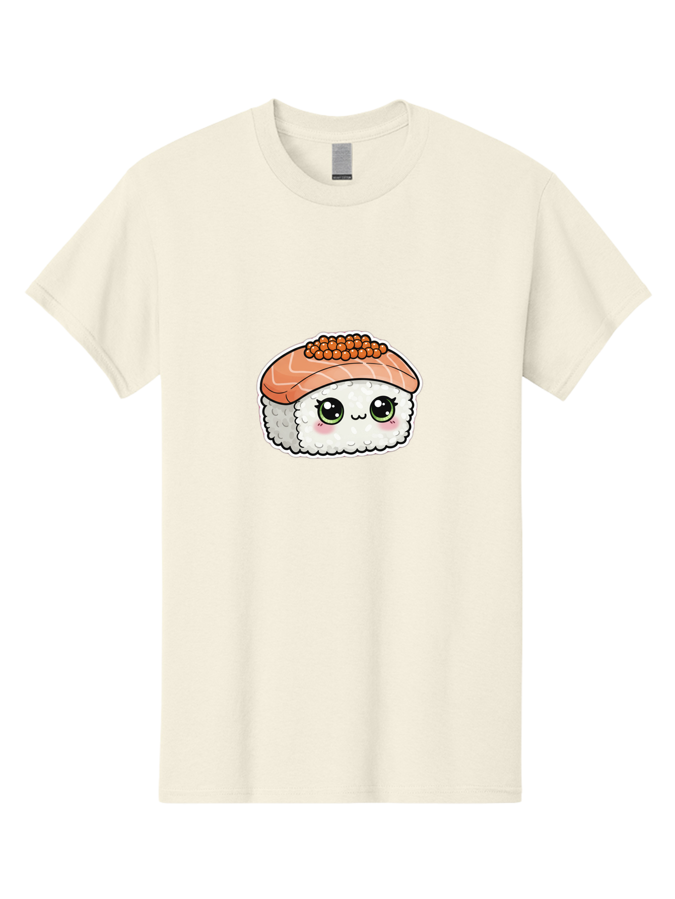 Salmon-Sushi-4 Men'S Graphic Tee, 100% Cotton, Comfortable Casual Summer Wear, Machine Washable, Kawaii Sushi, Cartoon Food, Caviar Sushi Roll, Japanese Cuisine, White Rice, Salmon Sashimi, Orange Caviar, Cute Illustration, Kawaii Food, Bad986