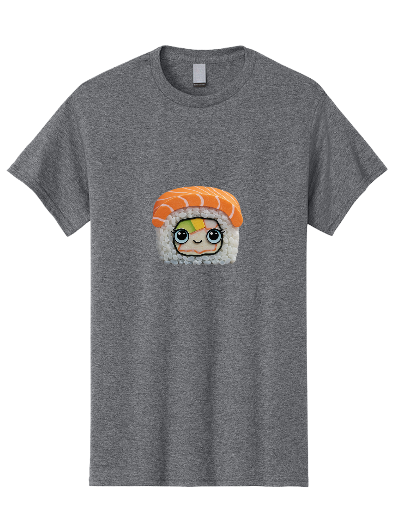 Salmon-Sushi-5 Men'S Graphic Tee, 100% Cotton, Comfortable Casual Summer Wear, Machine Washable, Cartoon Sushi, Kawaii Food, Sushi Character, Japanese Cuisine, Cute Anime, Food Illustration, Sushi Art, Orange Salmon Bad987