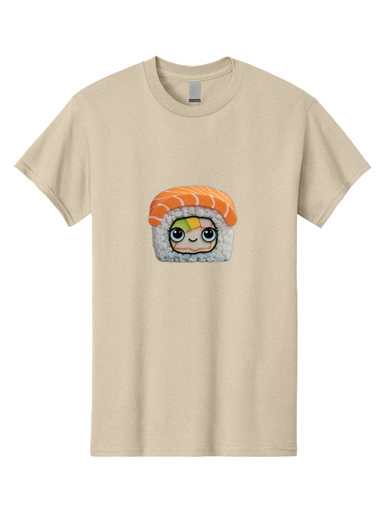 Salmon-Sushi-5 Men'S Graphic Tee, 100% Cotton, Comfortable Casual Summer Wear, Machine Washable, Cartoon Sushi, Kawaii Food, Sushi Character, Japanese Cuisine, Cute Anime, Food Illustration, Sushi Art, Orange Salmon Bad987