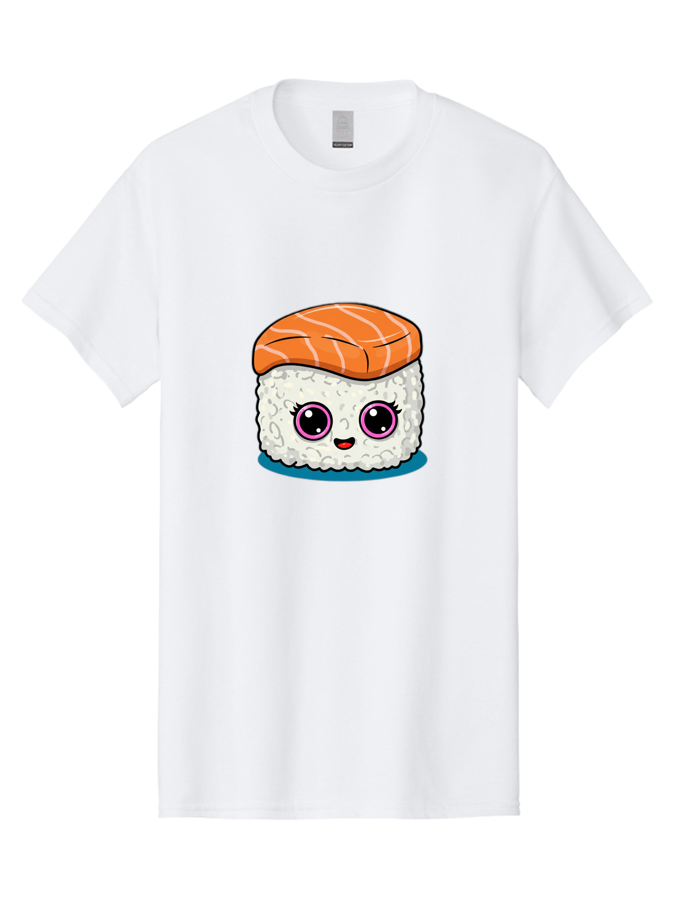 Salmon-Sushi Men'S Graphic Tee, 100% Cotton, Comfortable Casual Summer Wear, Machine Washable, Cartoon Sushi, Cute Sushi, Kawaii Food, Salmon Nigiri, Japanese Cuisine, Adorable Characters, Food Illustration, Sushi Art, Cartoon Character Design Bad988