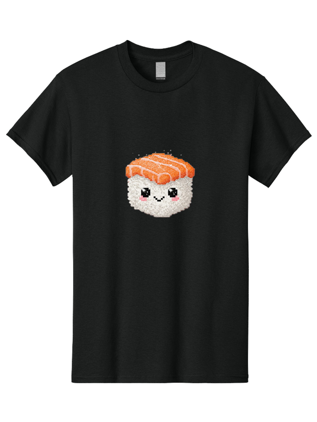 Smiling-Salmon-Sushi Men'S Graphic Tee, 100% Cotton, Comfortable Casual Summer Wear, Machine Washable, Pixel Art, Sushi With Face, Salmon Topping, White Rice, Kawaii Food, Cute Cartoon Character, Japanese Cuisine, Digital Illustration, Bad989