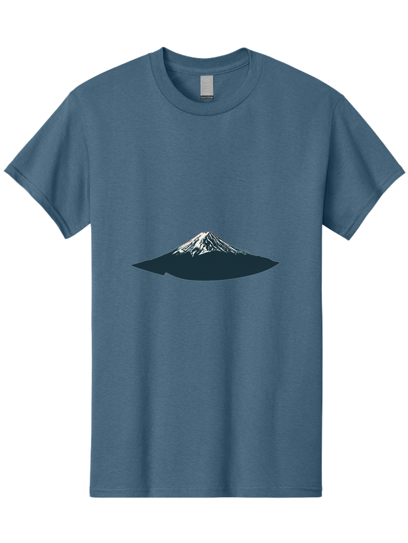 Snowcapped-Mountain Men'S Graphic Tee, 100% Cotton, Comfortable Casual Summer Wear, Machine Washable, Mountain Landscape, Snow-Capped Peak, Serene Atmosphere, Minimalist Design, Dark Silhouette, White Snow, Simple Graphics, Iconic Mountain Bad991
