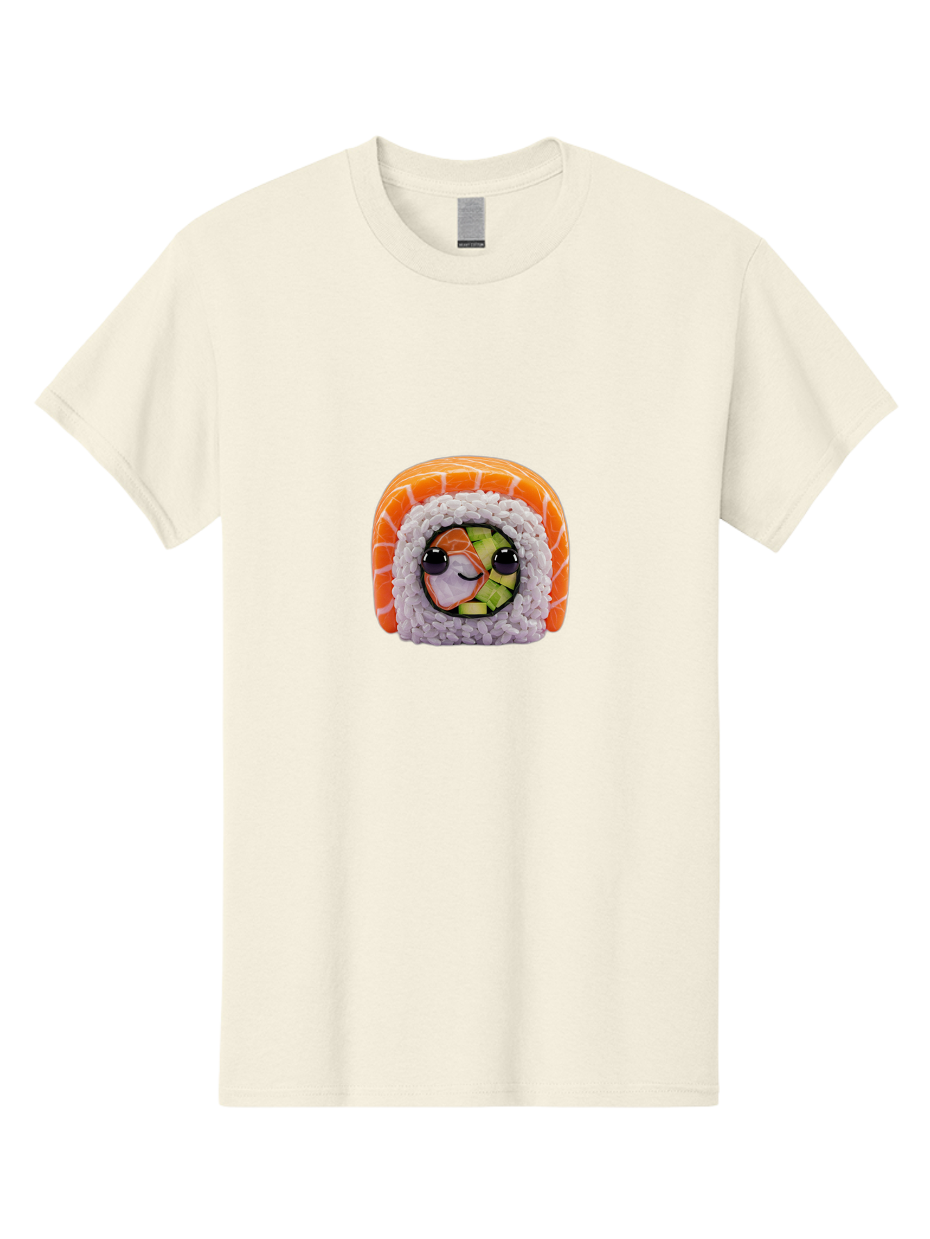 Sushi-Cartoon-Character-1 Men'S Graphic Tee, 100% Cotton, Comfortable Casual Summer Wear, Machine Washable, Sushi Roll, Kawaii Food, Plush Toy, Cartoon Character, Cute Sushi, Japanese Cuisine, Adorable Plushie, Soft Toy, Cartoon Eyes, Bad993