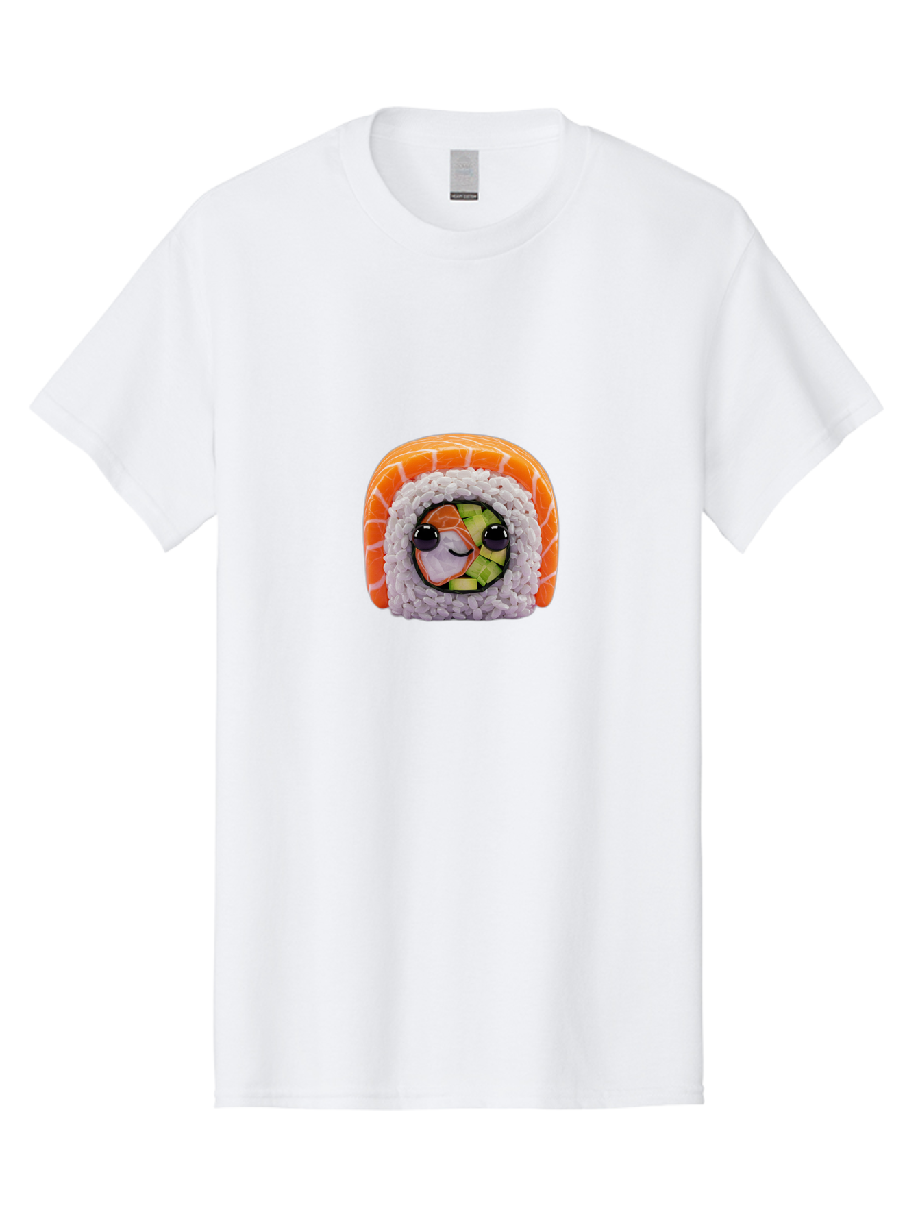 Sushi-Cartoon-Character-1 Men'S Graphic Tee, 100% Cotton, Comfortable Casual Summer Wear, Machine Washable, Sushi Roll, Kawaii Food, Plush Toy, Cartoon Character, Cute Sushi, Japanese Cuisine, Adorable Plushie, Soft Toy, Cartoon Eyes, Bad993