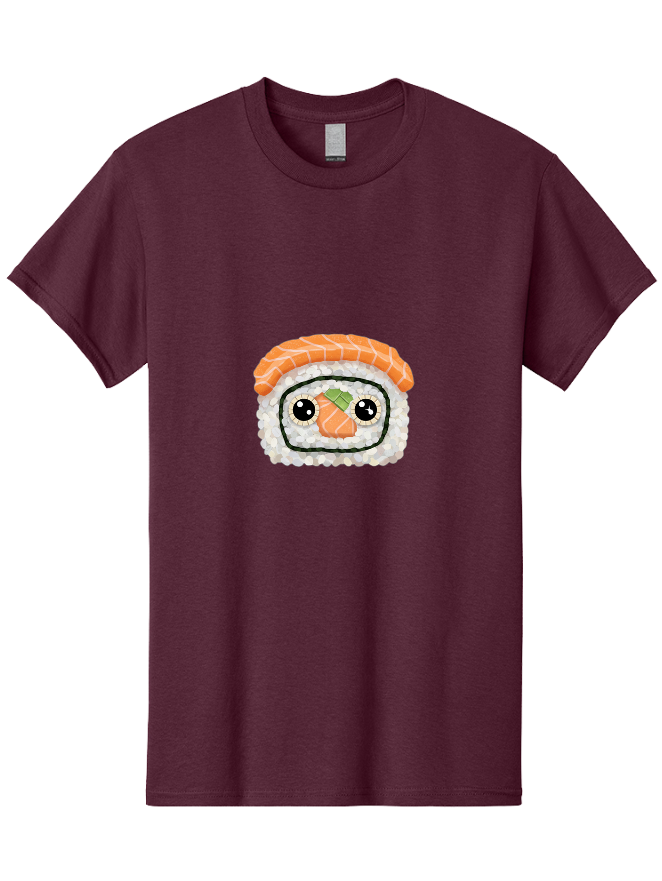 Sushi-Emoji Men'S Graphic Tee, 100% Cotton, Comfortable Casual Summer Wear, Machine Washable, Sushi With Face, Cartoon-Style Food, Kawaii Art, Sushi Roll, Anime-Inspired, Cute Illustration, Playful Design, Foodie Art Bad995
