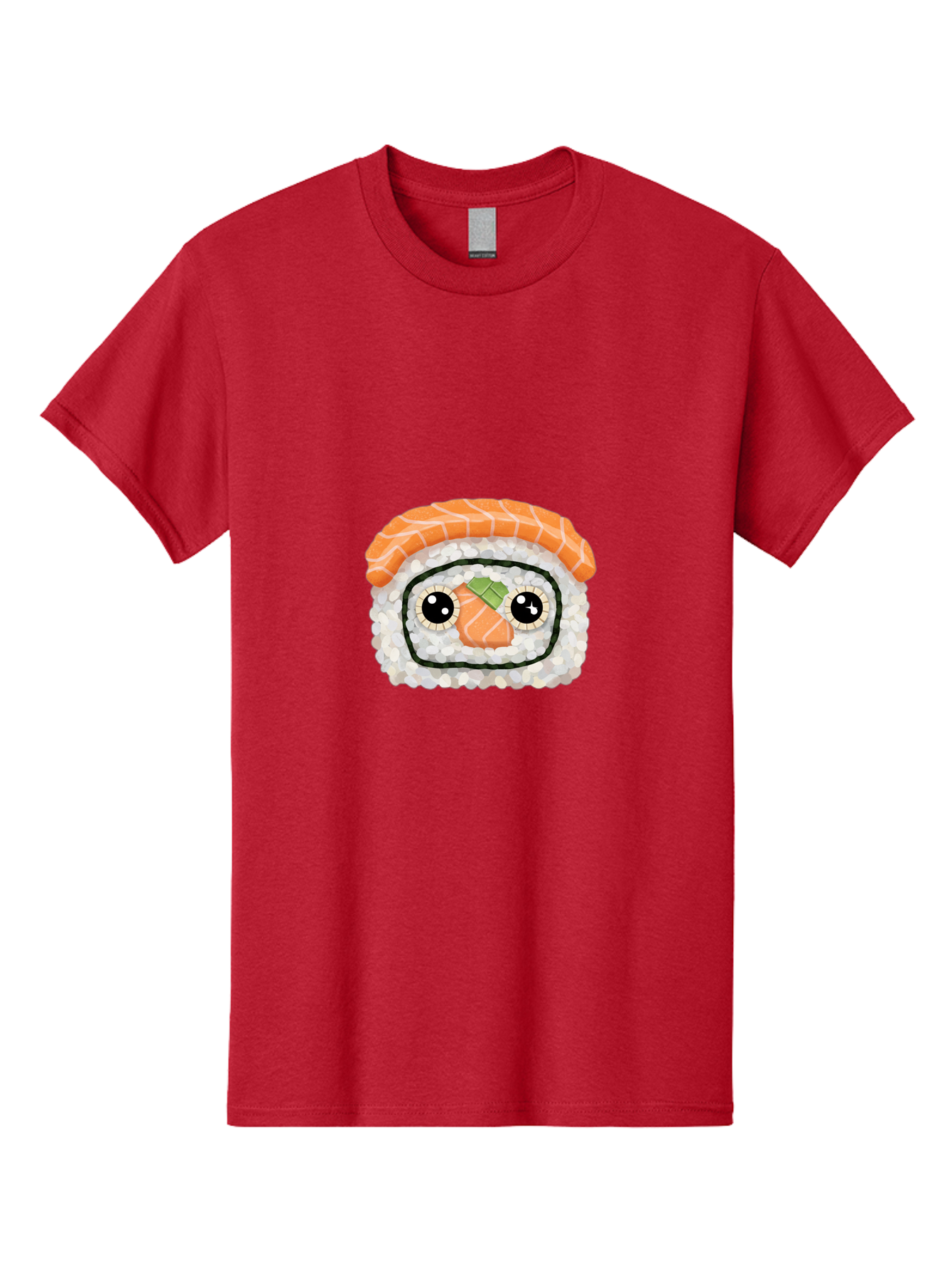 Sushi-Emoji Men'S Graphic Tee, 100% Cotton, Comfortable Casual Summer Wear, Machine Washable, Sushi With Face, Cartoon-Style Food, Kawaii Art, Sushi Roll, Anime-Inspired, Cute Illustration, Playful Design, Foodie Art Bad995