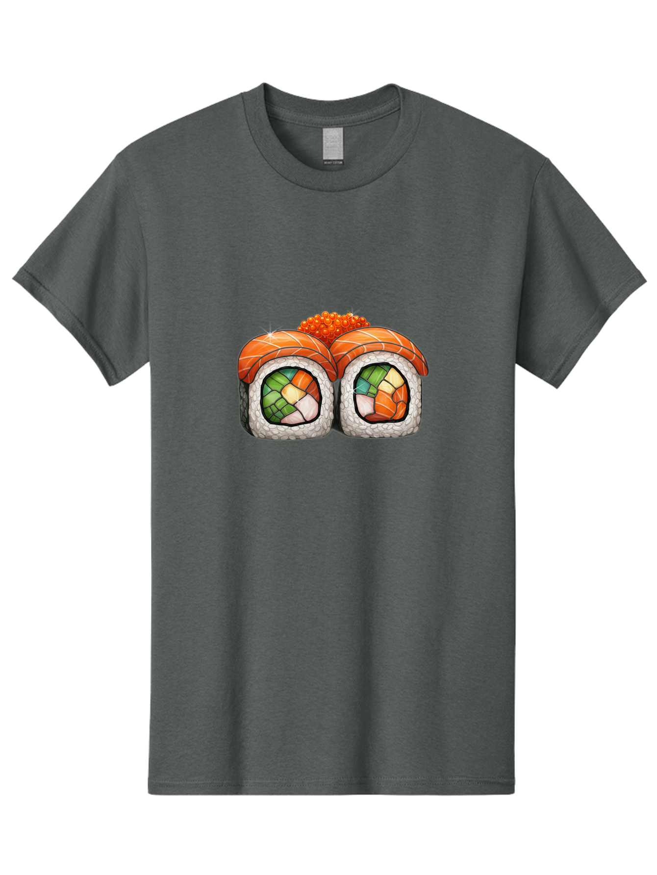 Sushi-Rolls Men'S Graphic Tee, 100% Cotton, Comfortable Casual Summer Wear, Machine Washable, Sushi Rolls, Salmon Sushi, Japanese Cuisine, Raw Fish, Sushi Art, Vibrant Colors, Food Illustration, Colorful Sushi, Sushi Rolls With Caviar Bae000