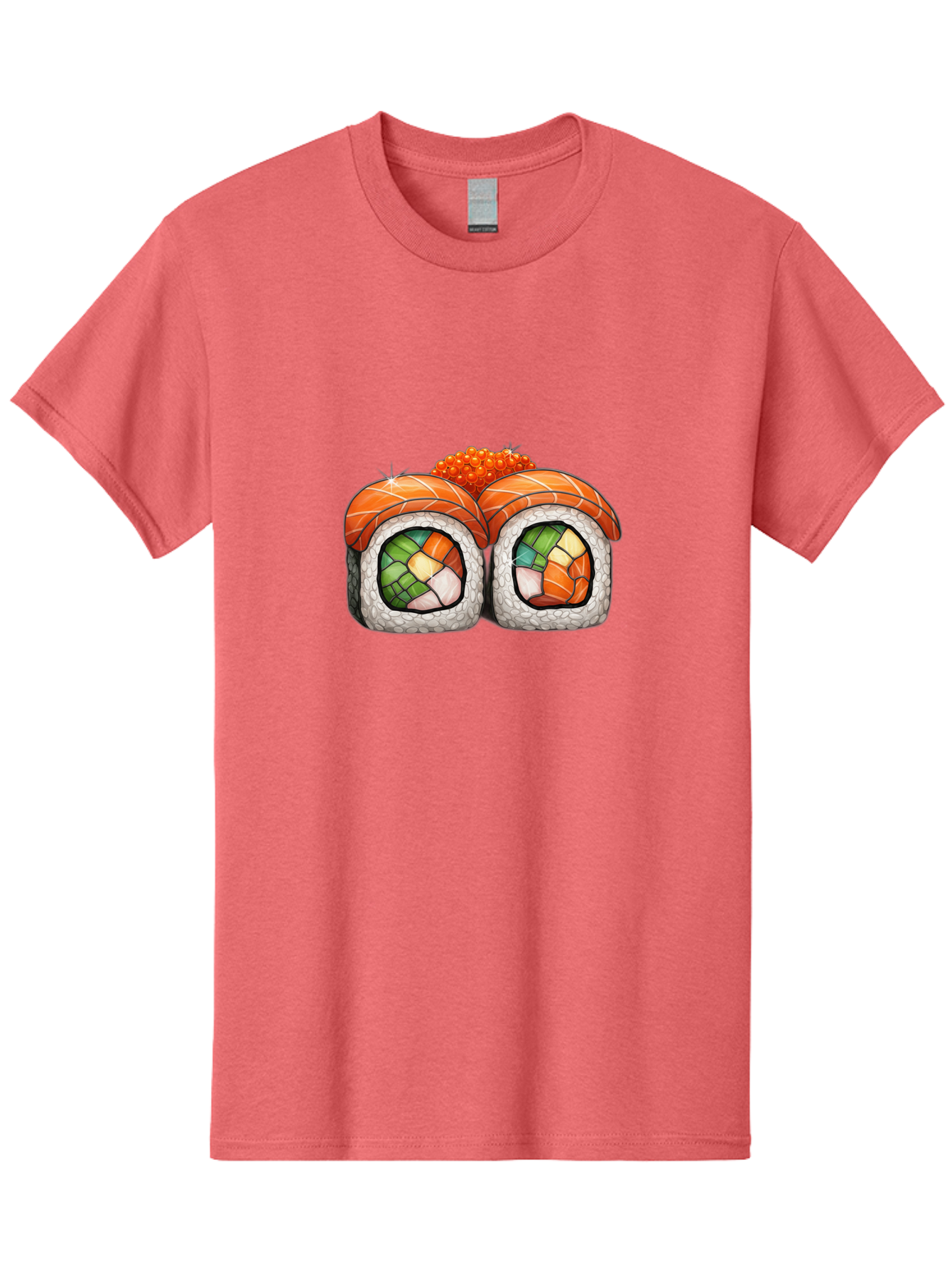 Sushi-Rolls Men'S Graphic Tee, 100% Cotton, Comfortable Casual Summer Wear, Machine Washable, Sushi Rolls, Salmon Sushi, Japanese Cuisine, Raw Fish, Sushi Art, Vibrant Colors, Food Illustration, Colorful Sushi, Sushi Rolls With Caviar Bae000