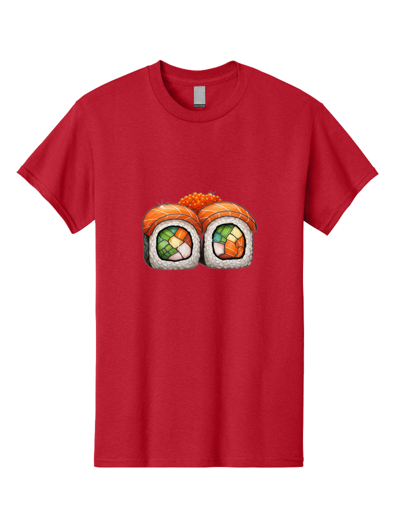 Sushi-Rolls Men'S Graphic Tee, 100% Cotton, Comfortable Casual Summer Wear, Machine Washable, Sushi Rolls, Salmon Sushi, Japanese Cuisine, Raw Fish, Sushi Art, Vibrant Colors, Food Illustration, Colorful Sushi, Sushi Rolls With Caviar Bae000