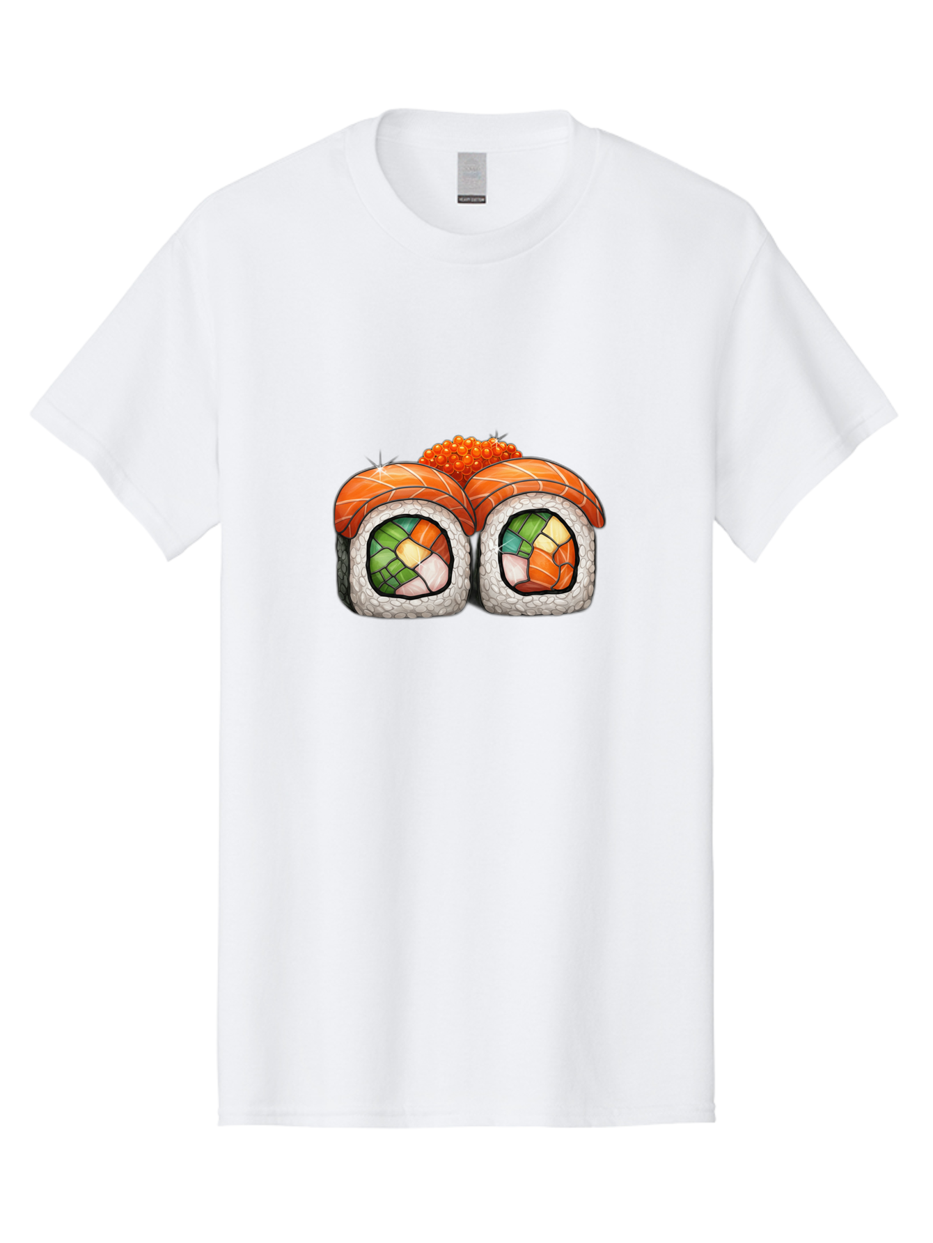 Sushi-Rolls Men'S Graphic Tee, 100% Cotton, Comfortable Casual Summer Wear, Machine Washable, Sushi Rolls, Salmon Sushi, Japanese Cuisine, Raw Fish, Sushi Art, Vibrant Colors, Food Illustration, Colorful Sushi, Sushi Rolls With Caviar Bae000