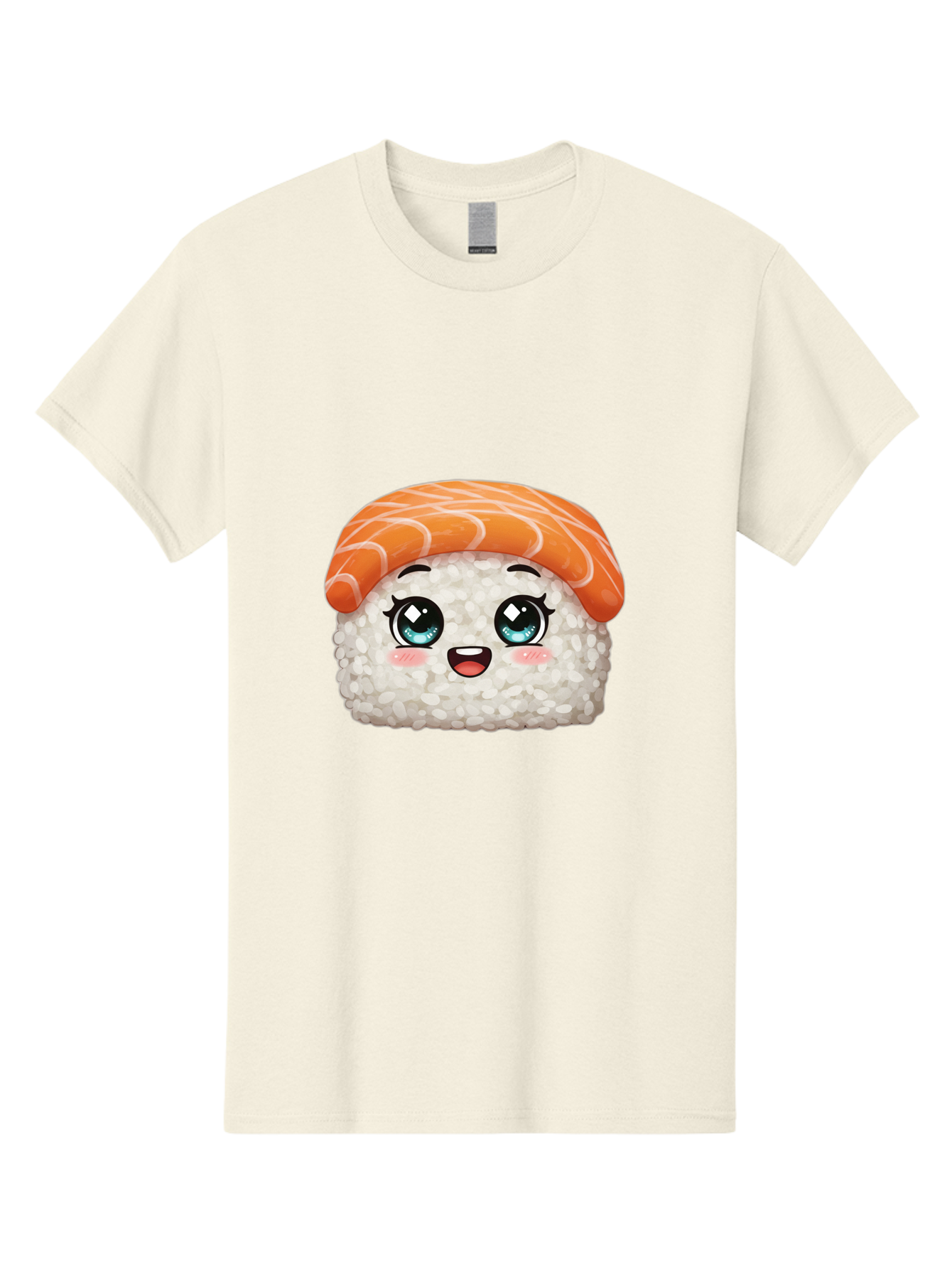 Sushi Men'S Graphic Tee, 100% Cotton, Comfortable Casual Summer Wear, Machine Washable, Kawaii Sushi, Cartoon Sushi, Sushi With Face, Japanese Food, Cute Food, Sushi Illustration, Foodie Art, Sushi Character, Adorable Sushi Bae001
