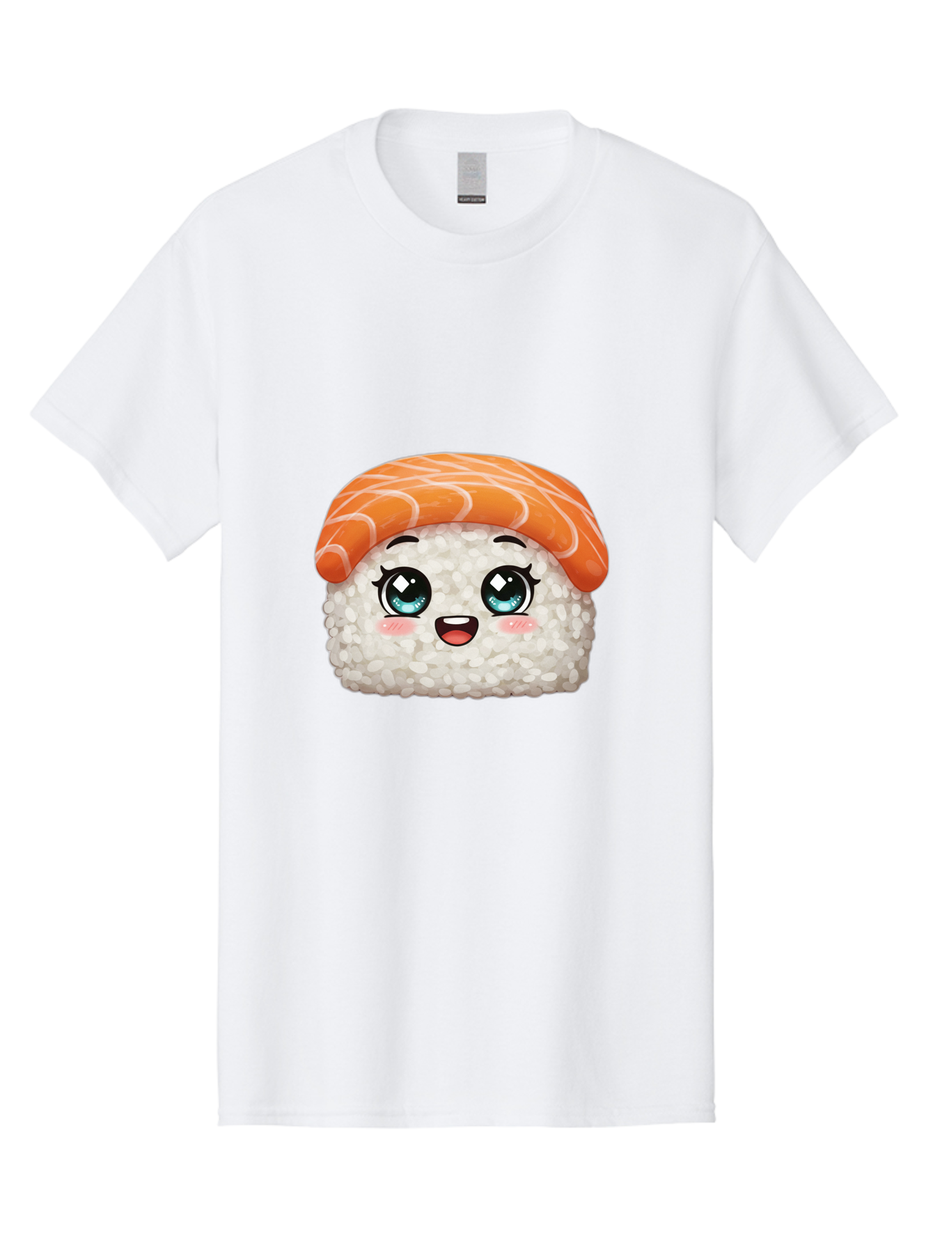 Sushi Men'S Graphic Tee, 100% Cotton, Comfortable Casual Summer Wear, Machine Washable, Kawaii Sushi, Cartoon Sushi, Sushi With Face, Japanese Food, Cute Food, Sushi Illustration, Foodie Art, Sushi Character, Adorable Sushi Bae001