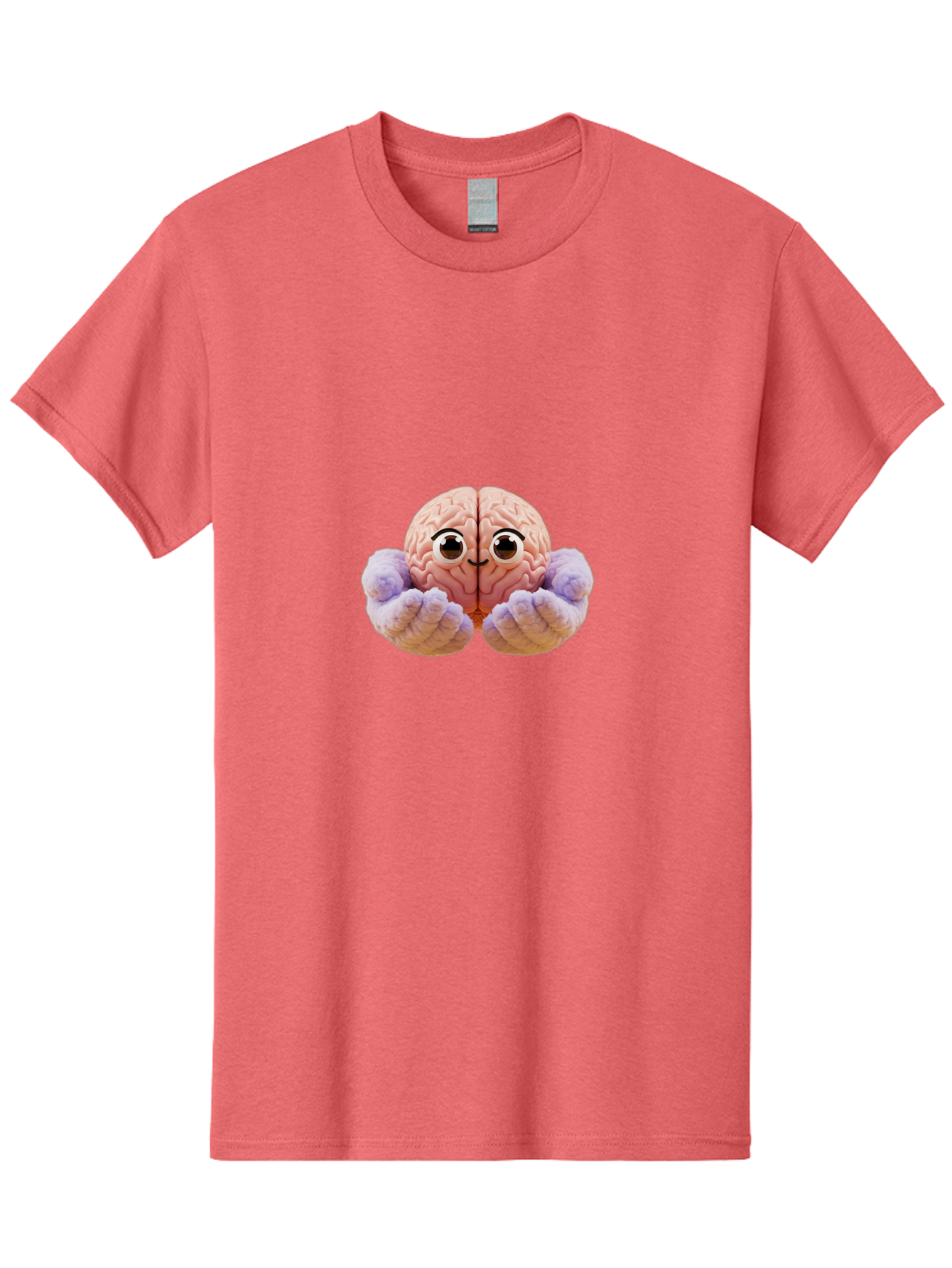 Brain-With-Googly-Eyes Men'S Graphic Tee, 100% Cotton, Comfortable Casual Summer Wear, Machine Washable, Anthropomorphic Brain, Googly Eyes, Brain With Hands, Cute Brain, Funny Brain, Quirky Character, Humorous Illustration, Creative Design, Bae008