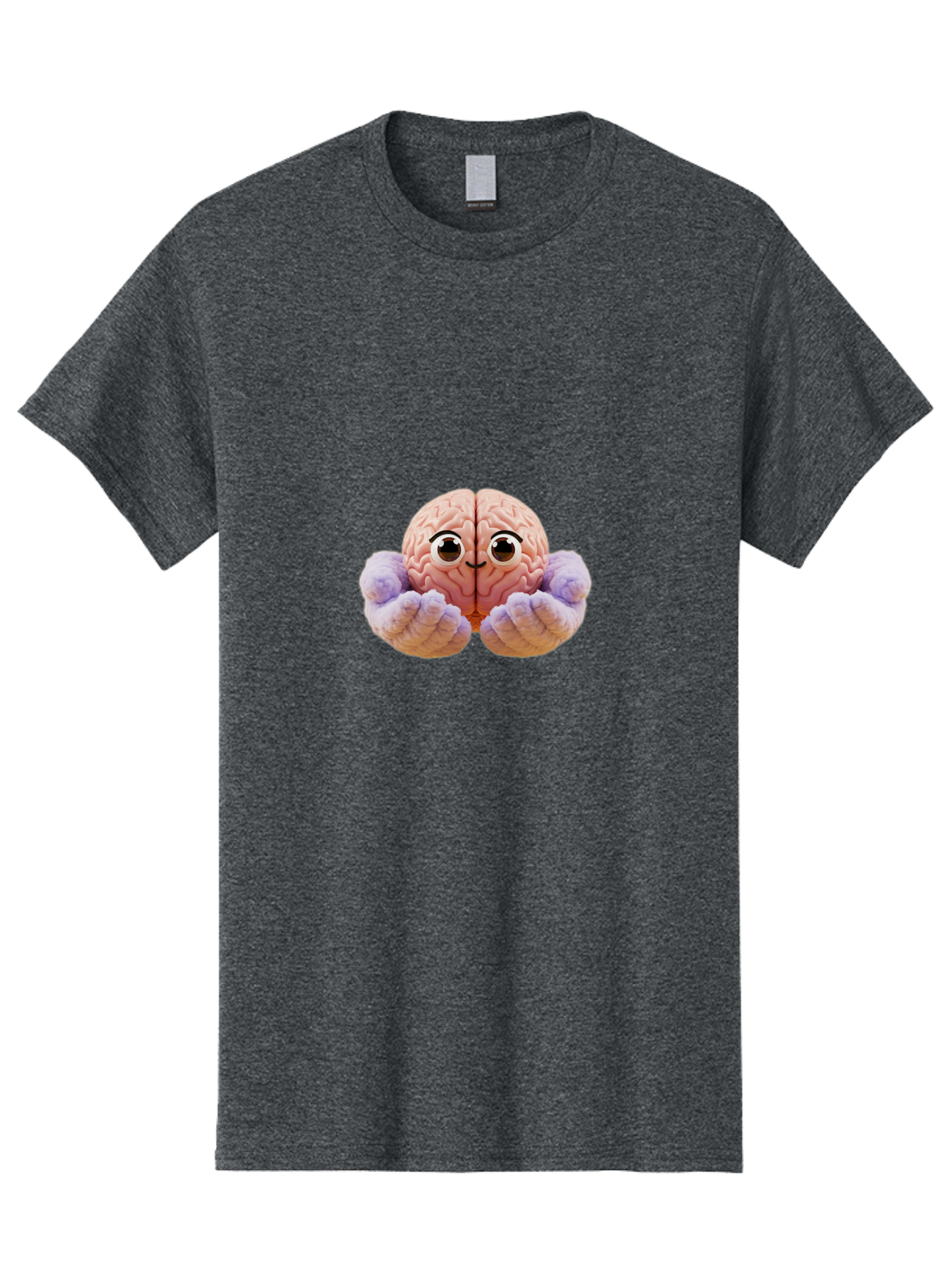 Brain-With-Googly-Eyes Men'S Graphic Tee, 100% Cotton, Comfortable Casual Summer Wear, Machine Washable, Anthropomorphic Brain, Googly Eyes, Brain With Hands, Cute Brain, Funny Brain, Quirky Character, Humorous Illustration, Creative Design, Bae008