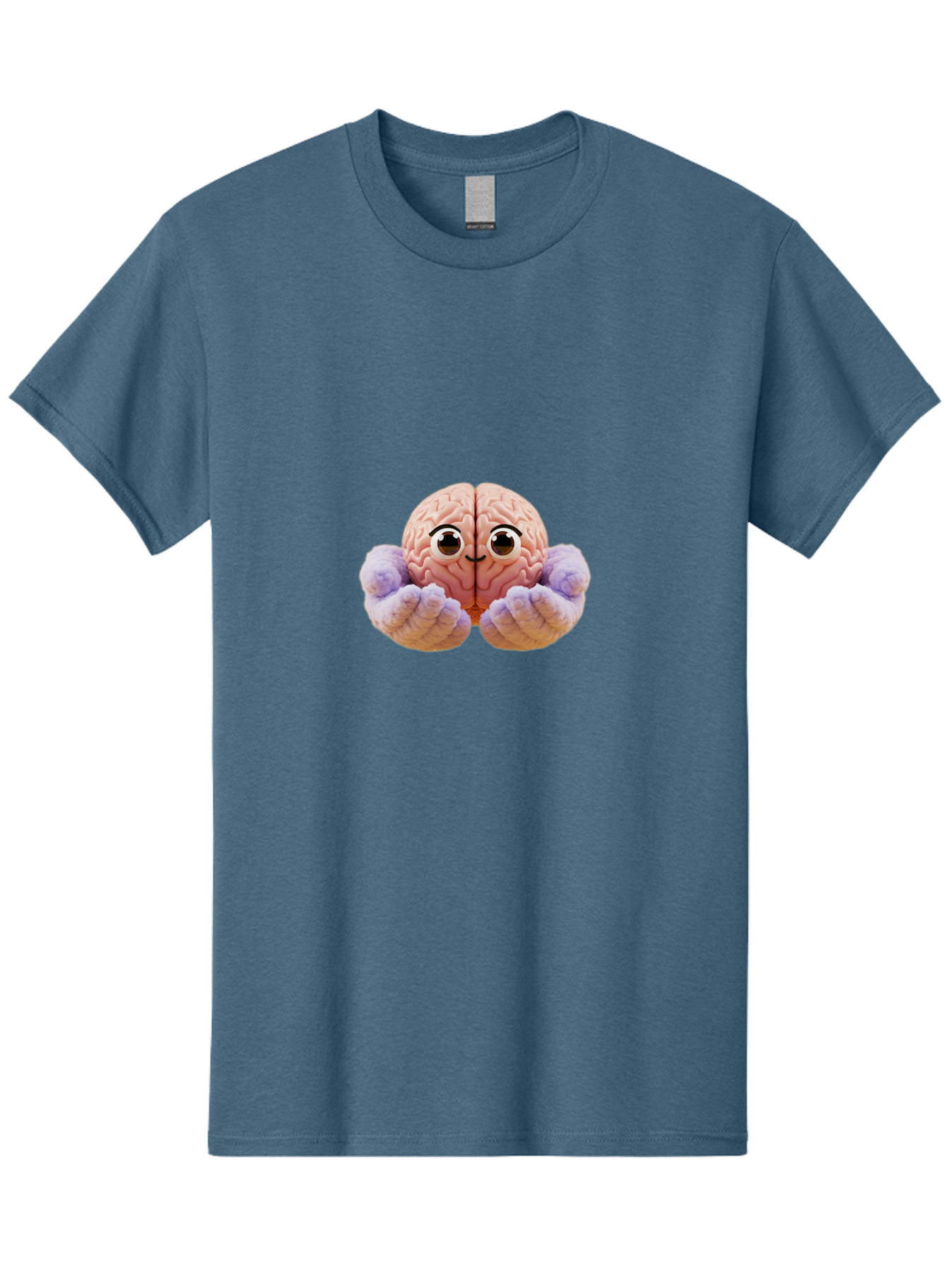 Brain-With-Googly-Eyes Men'S Graphic Tee, 100% Cotton, Comfortable Casual Summer Wear, Machine Washable, Anthropomorphic Brain, Googly Eyes, Brain With Hands, Cute Brain, Funny Brain, Quirky Character, Humorous Illustration, Creative Design, Bae008