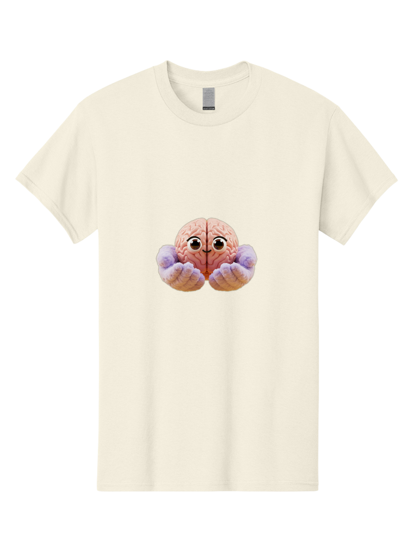 Brain-With-Googly-Eyes Men'S Graphic Tee, 100% Cotton, Comfortable Casual Summer Wear, Machine Washable, Anthropomorphic Brain, Googly Eyes, Brain With Hands, Cute Brain, Funny Brain, Quirky Character, Humorous Illustration, Creative Design, Bae008